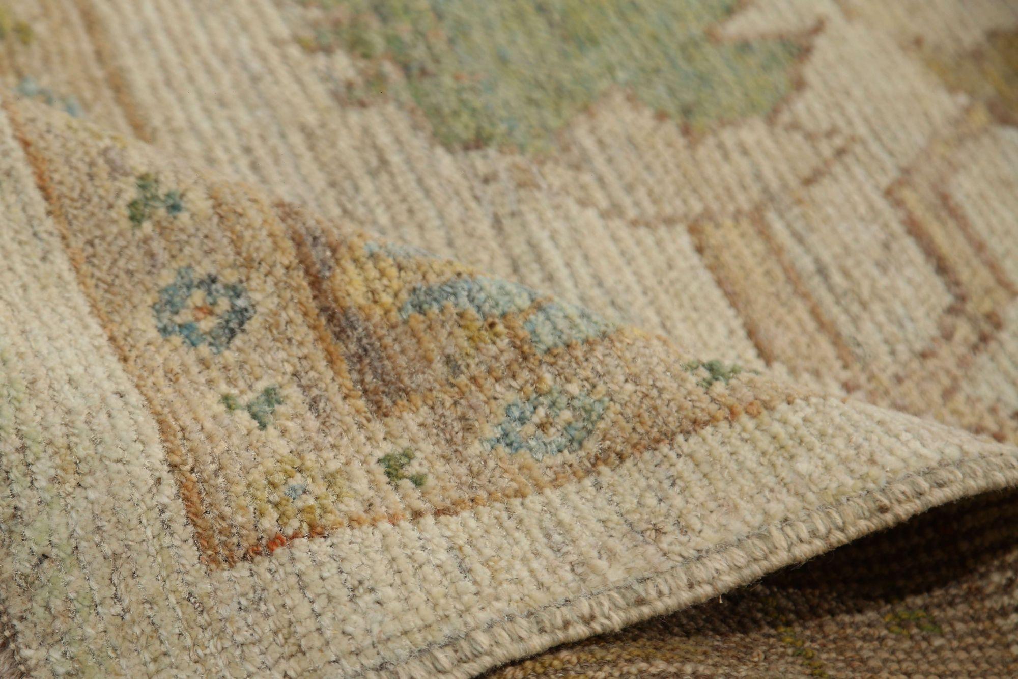 Oushak-Teppiche aus Afghanistan - Wolle in elfenbeinfarbenem Design - 96101 im Zustand „Hervorragend“ im Angebot in Dallas, TX