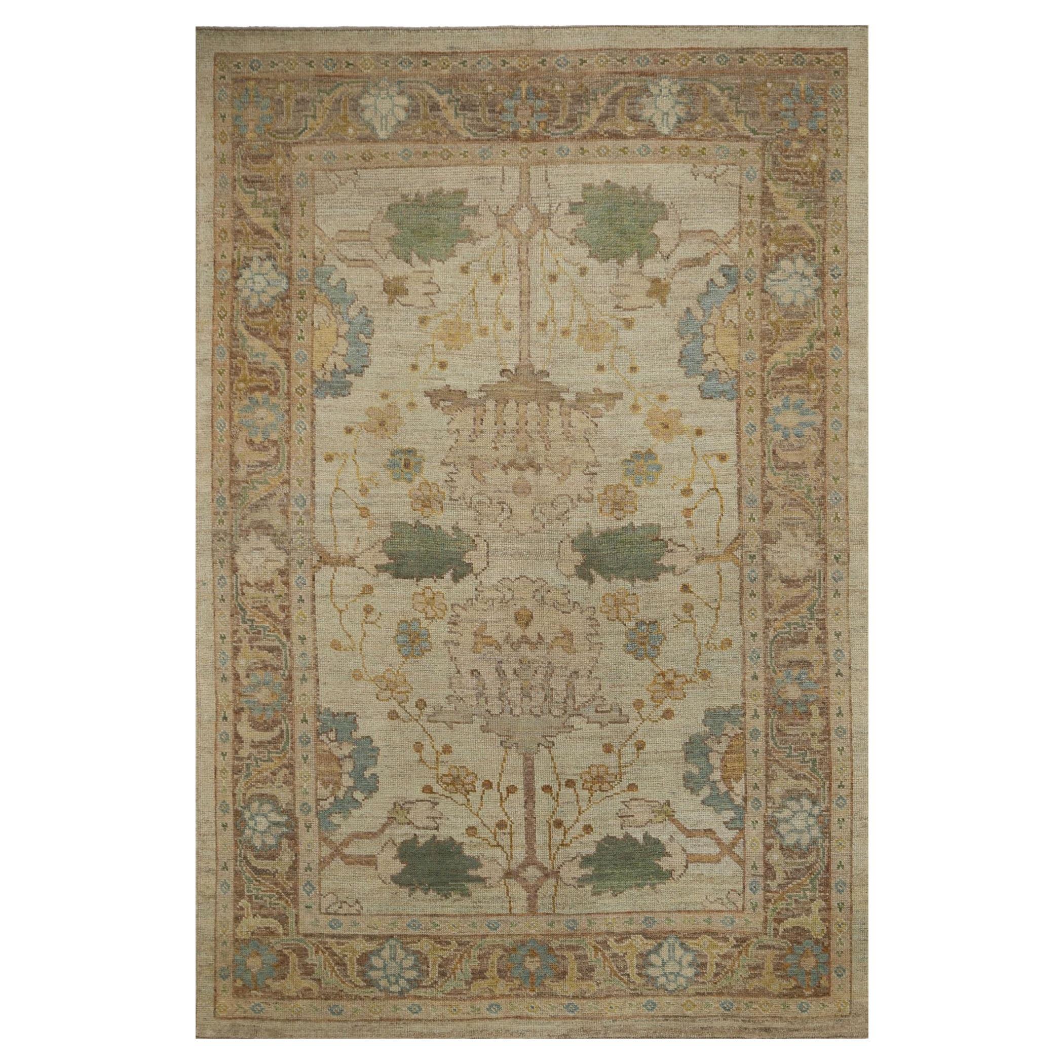 Oushak-Teppiche aus Afghanistan - Wolle in elfenbeinfarbenem Design - 96101
