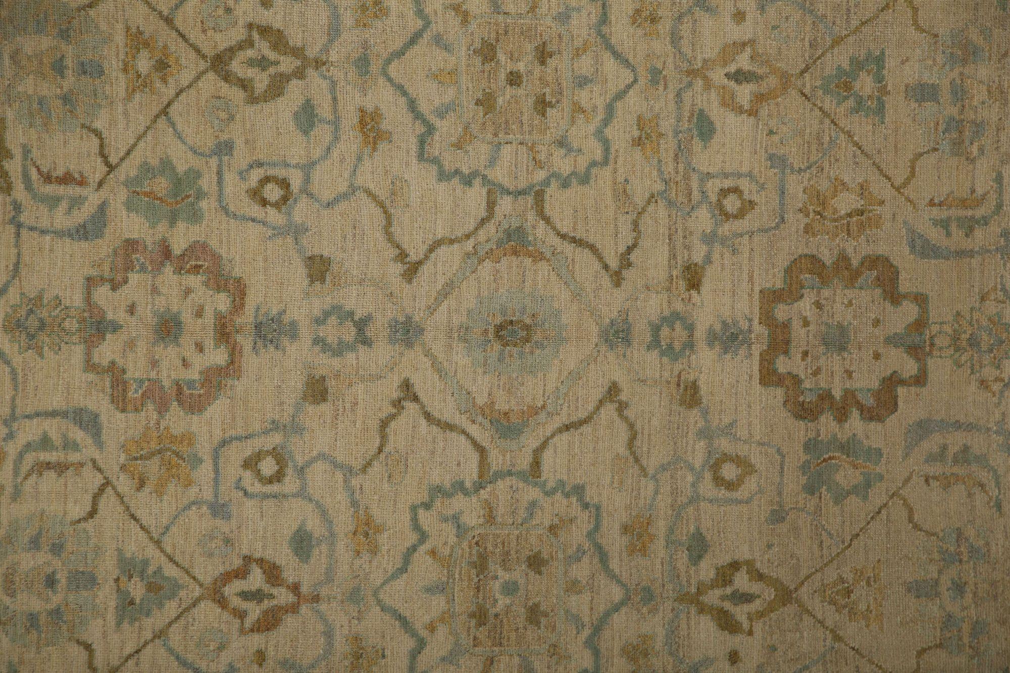 Oushak-Teppiche aus Afghanistan - Wolle in elfenbeinfarbenem Design - 96112 (Stammeskunst) im Angebot