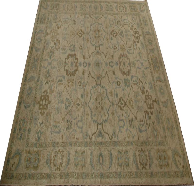 Oushak-Teppiche aus Afghanistan - Wolle in elfenbeinfarbenem Design - 96112 (Afghanisch) im Angebot