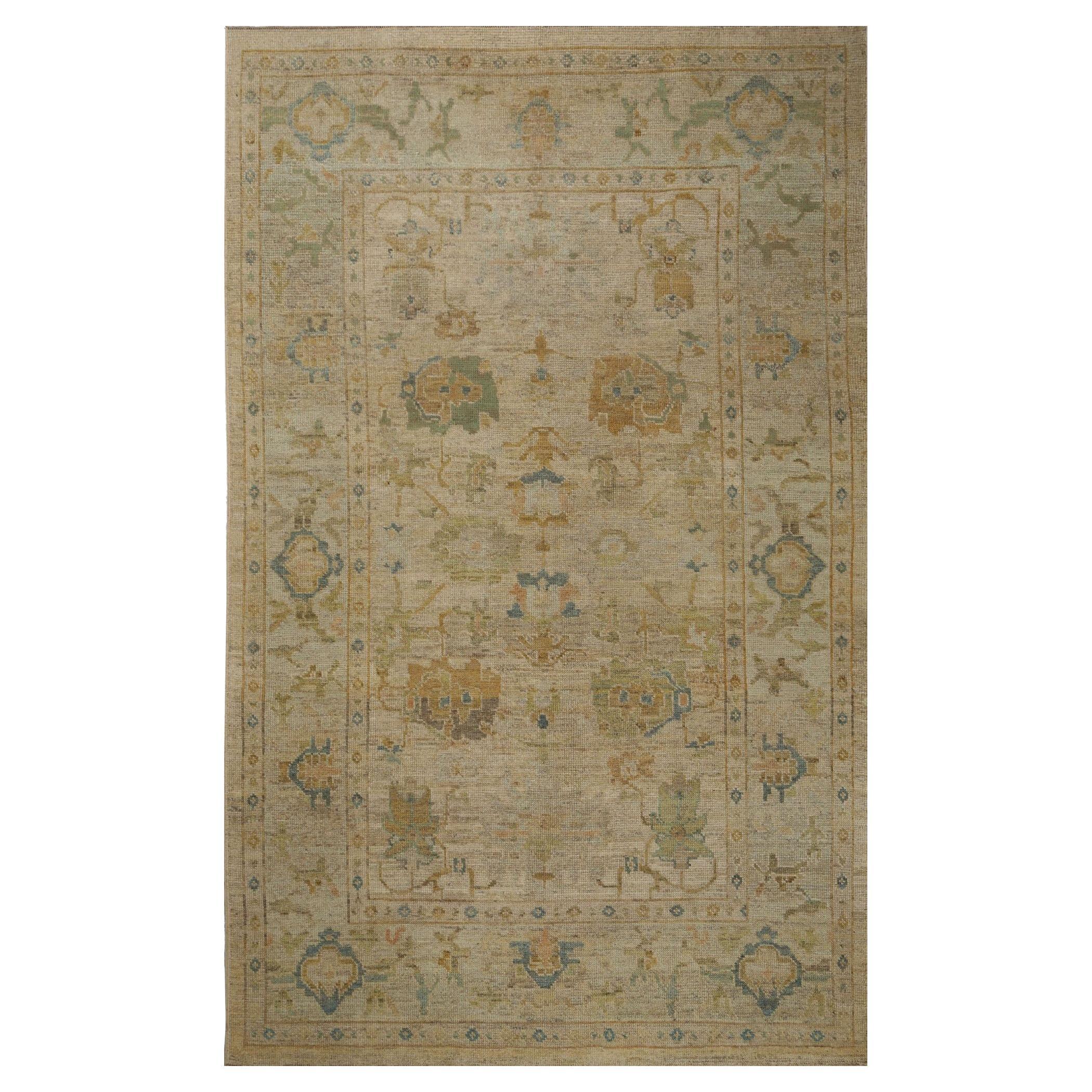 Oushak-Teppiche aus Afghanistan - Wolle in elfenbeinfarbenem Design - 96117