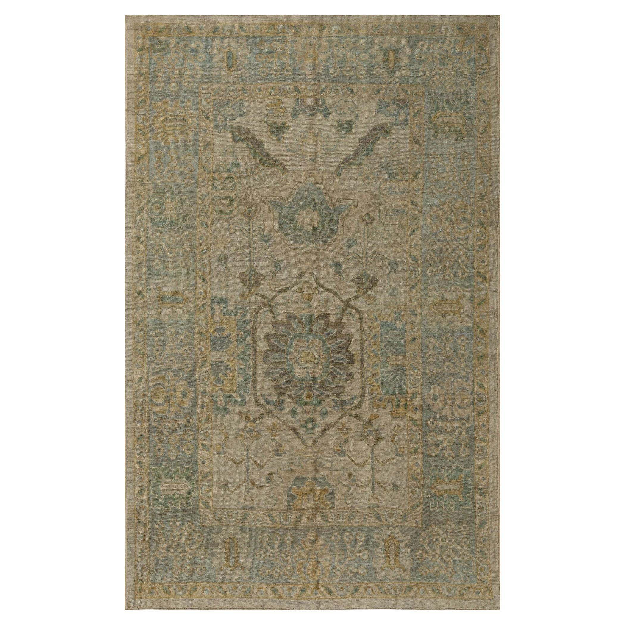 Oushak-Teppiche aus Afghanistan - Wolle in elfenbeinfarbenem Design - 96140