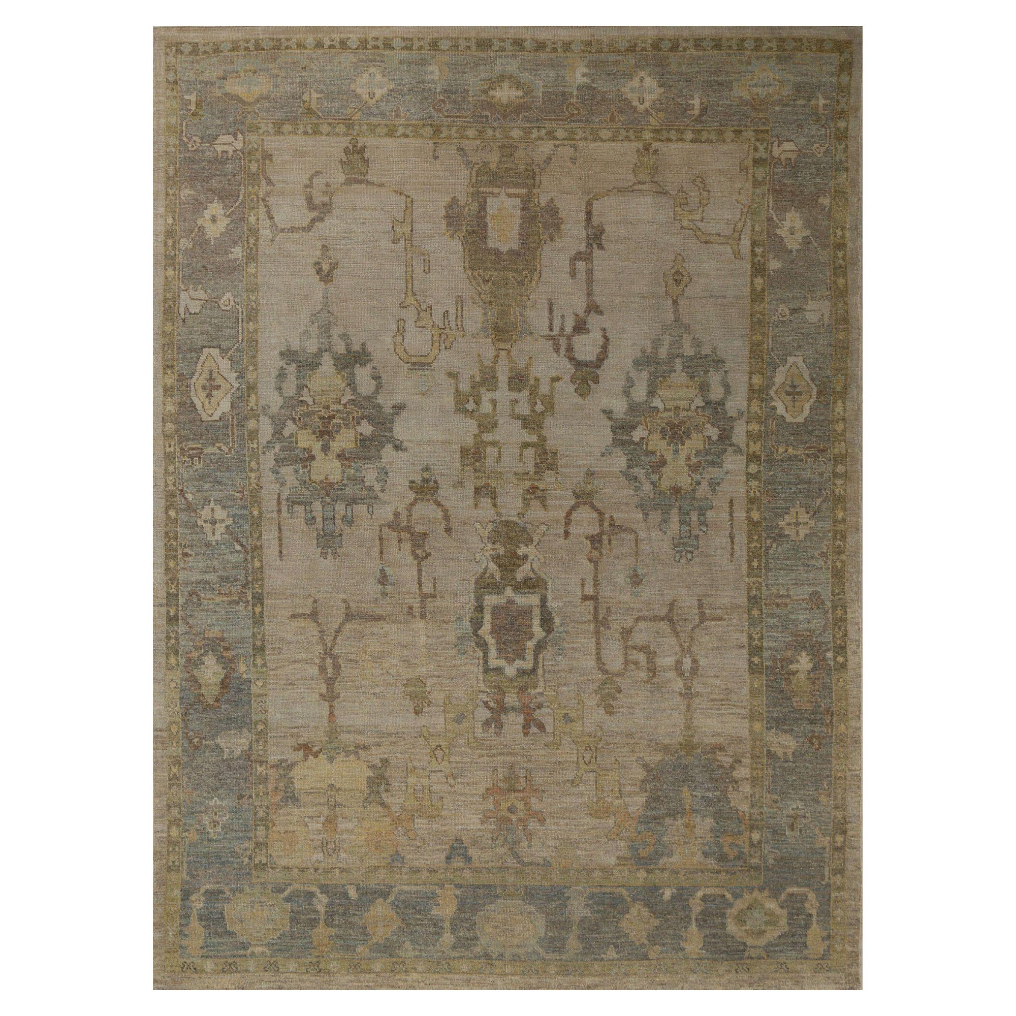 Oushak-Teppiche aus Afghanistan - Wolle in elfenbeinfarbenem Design - 96161