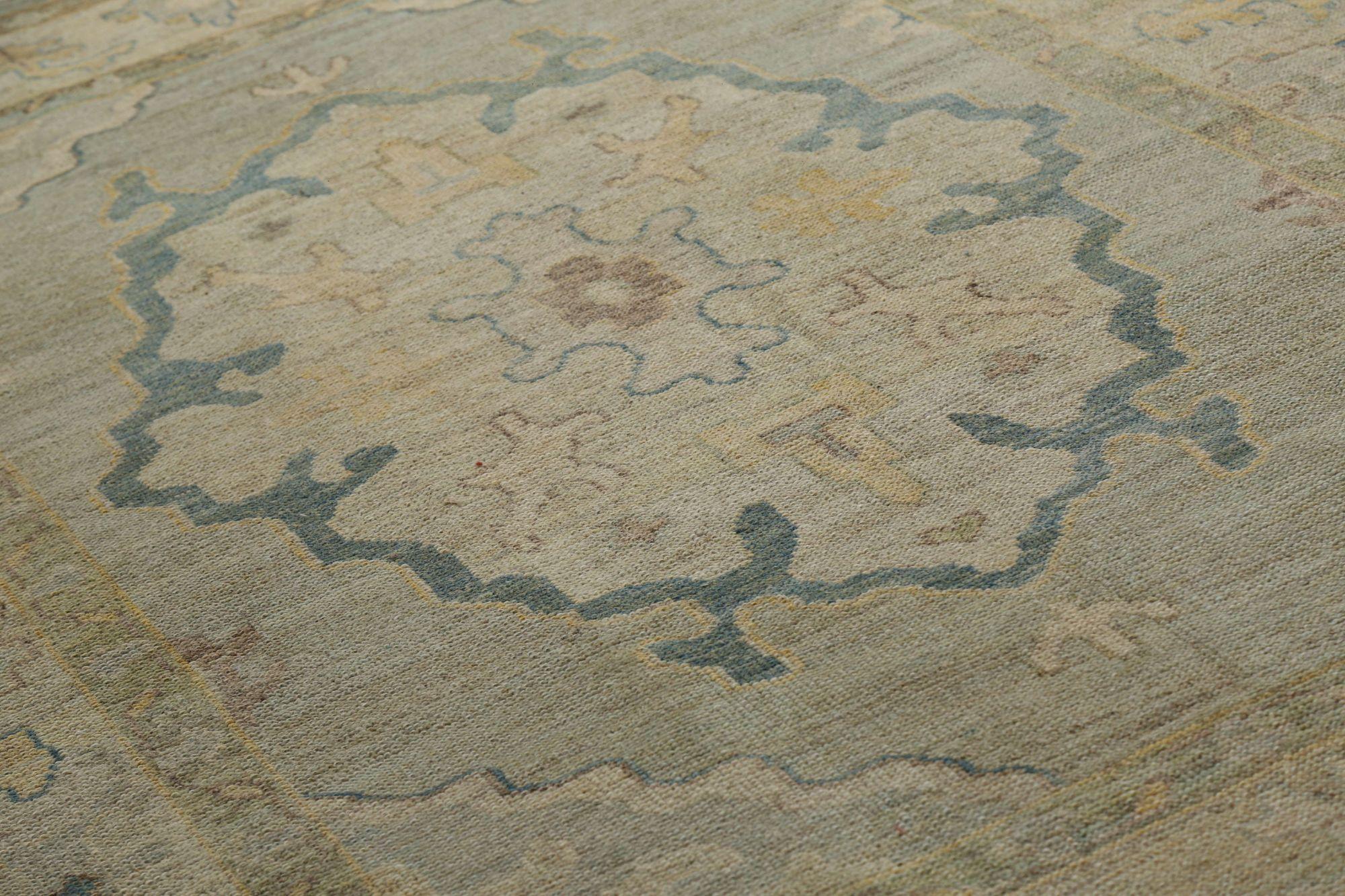 Oushak-Teppiche aus Afghanistan - Wolle in elfenbeinfarbenem Design - 96170 (Stammeskunst) im Angebot