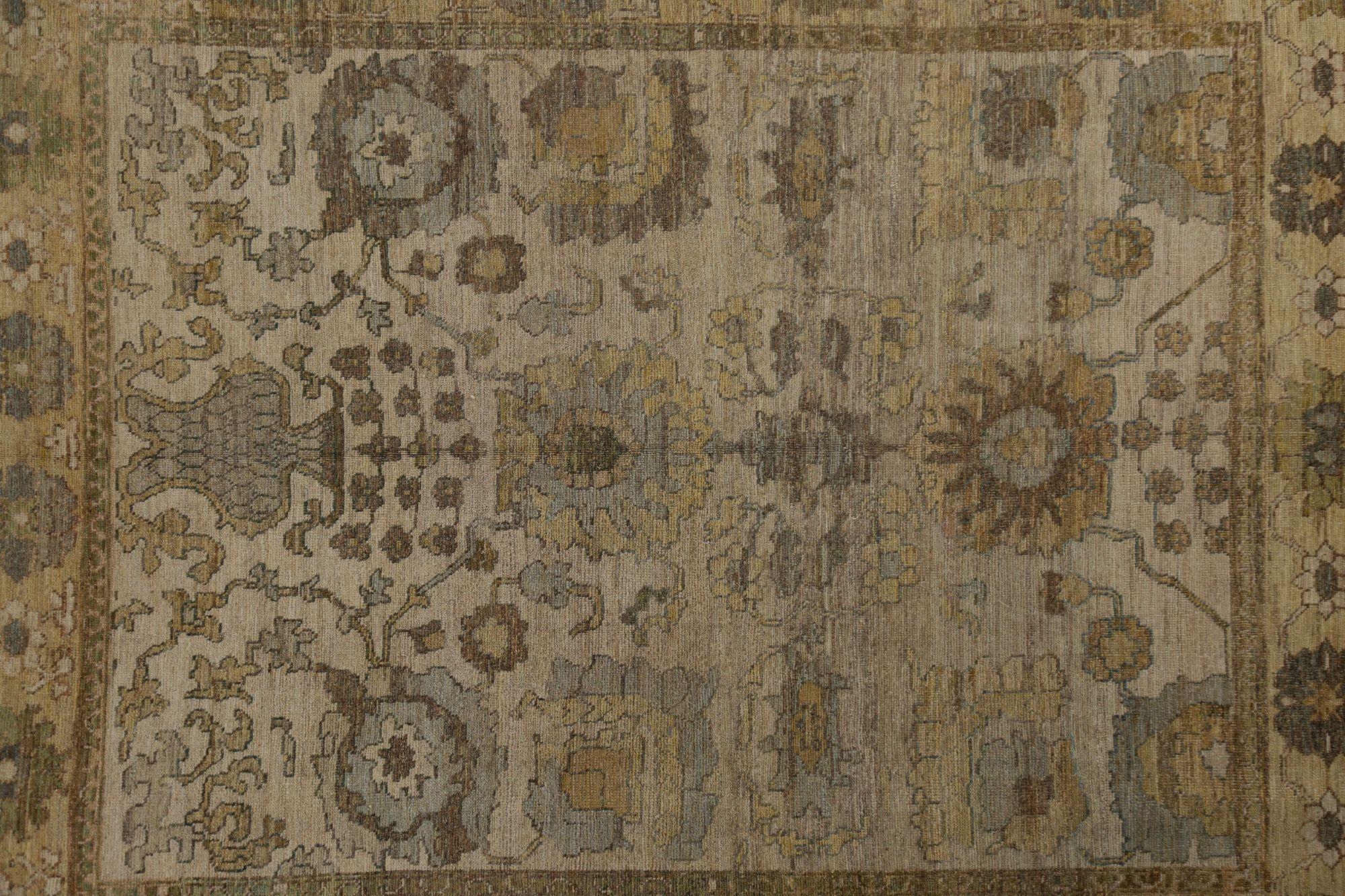 Oushak-Teppiche aus Afghanistan - Wolle in elfenbeinfarbenem Design - 96192 (Stammeskunst) im Angebot