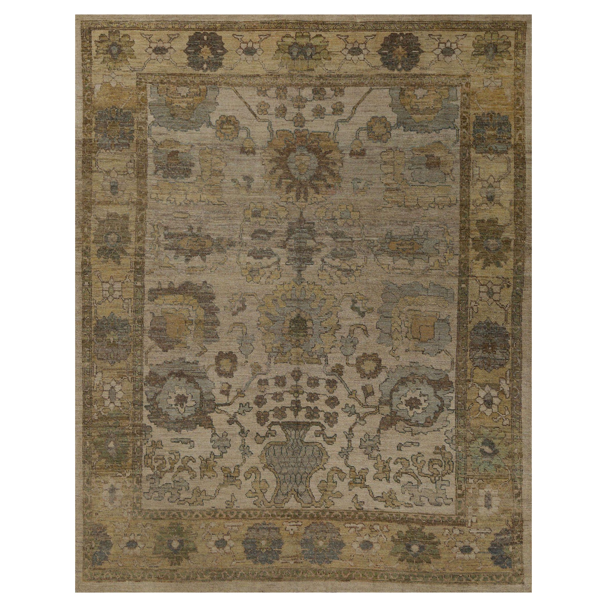 Oushak-Teppiche aus Afghanistan - Wolle in elfenbeinfarbenem Design - 96192