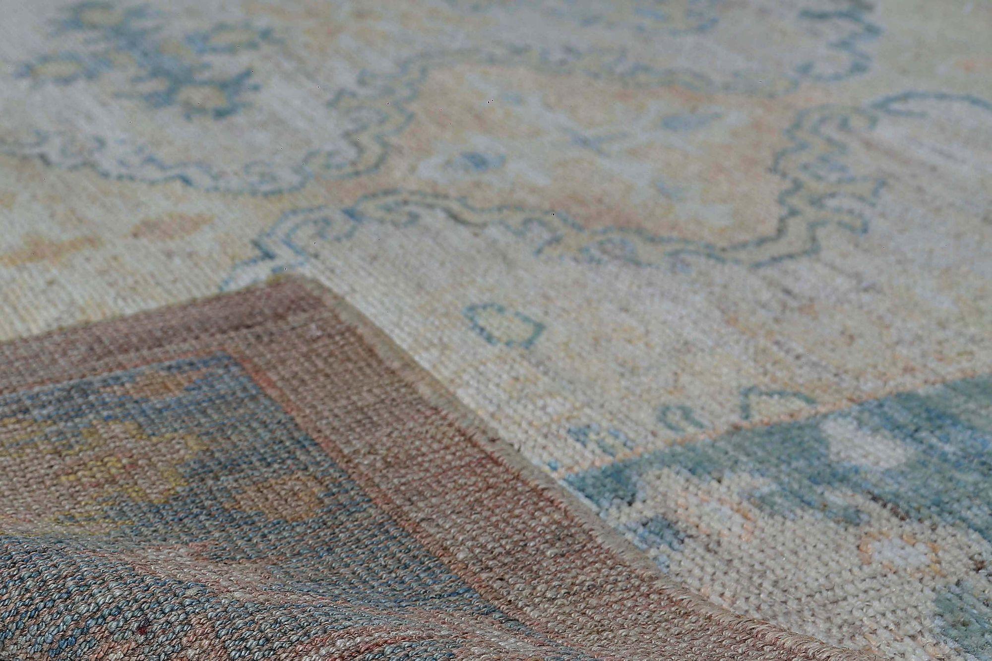 Oushak-Teppiche aus Afghanistan - Wolle in elfenbeinfarbenem Design - 97004 (Stammeskunst) im Angebot