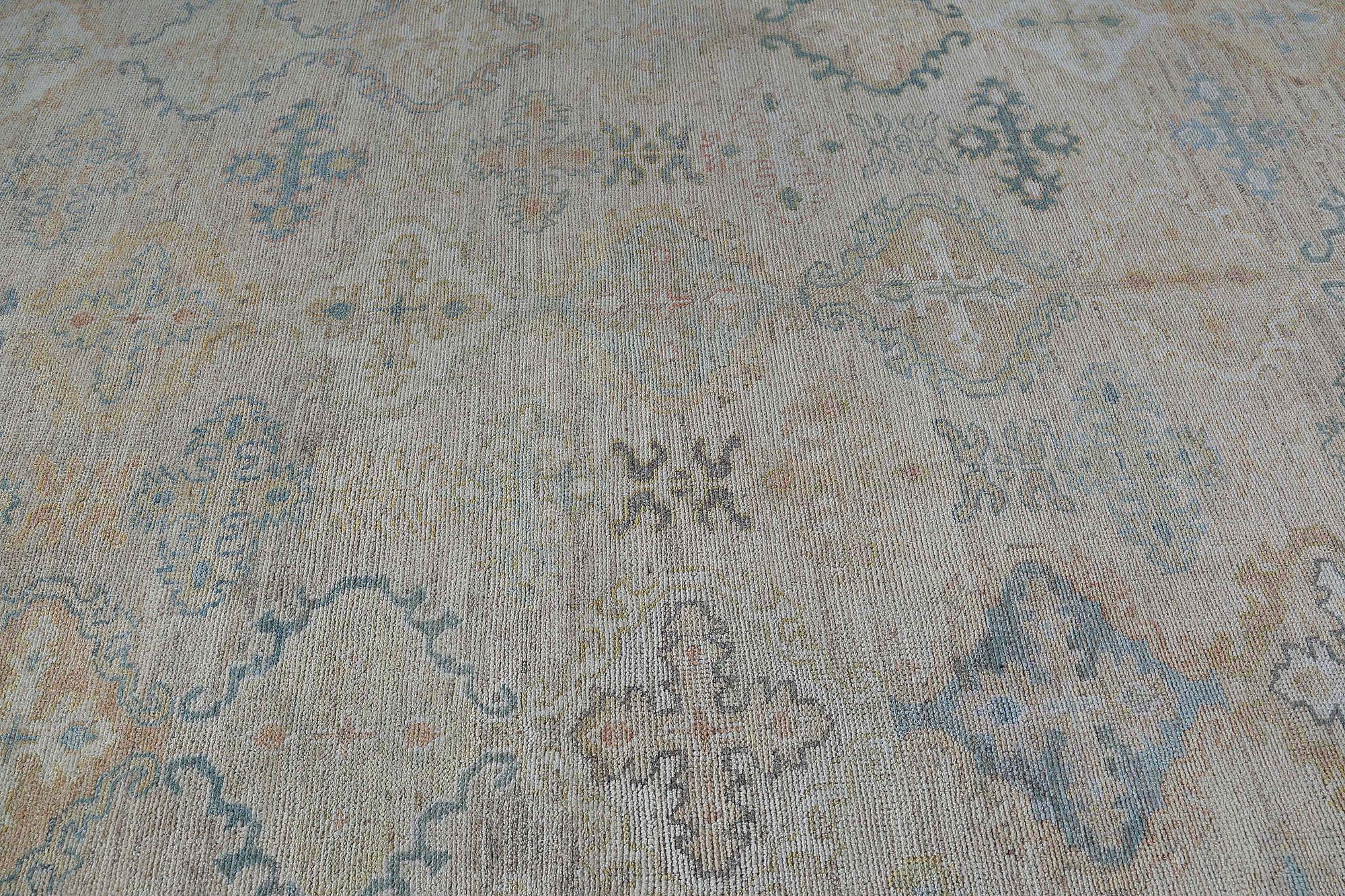 Oushak-Teppiche aus Afghanistan - Wolle in elfenbeinfarbenem Design - 97004 im Zustand „Hervorragend“ im Angebot in Dallas, TX