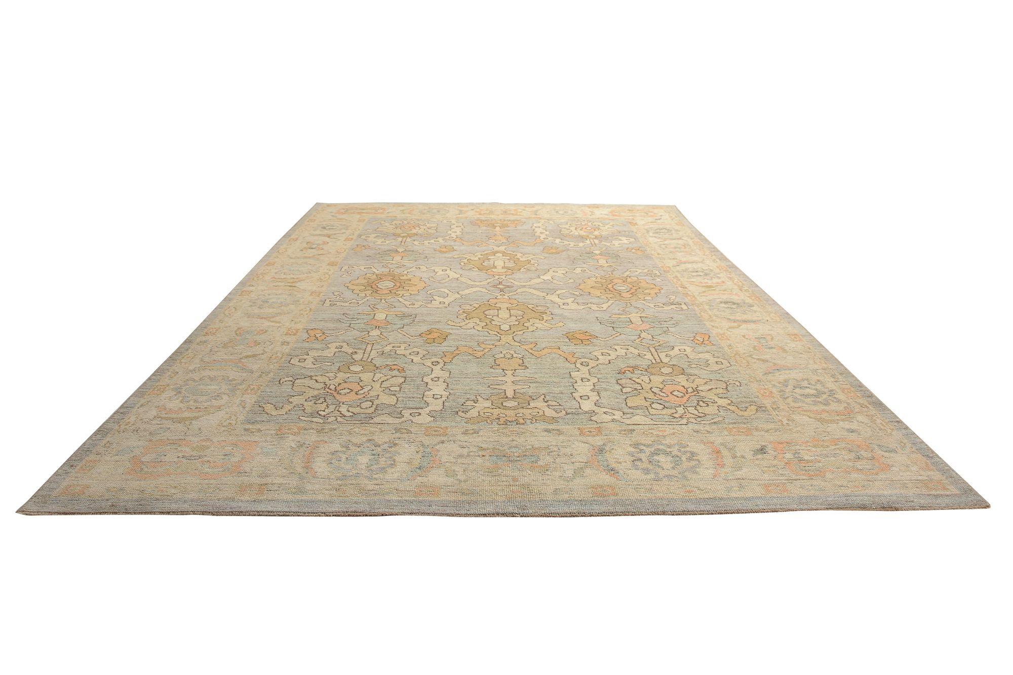 Oushak-Teppiche aus Afghanistan - Wolle in elfenbeinfarbenem Design - 97011 (Afghanisch) im Angebot