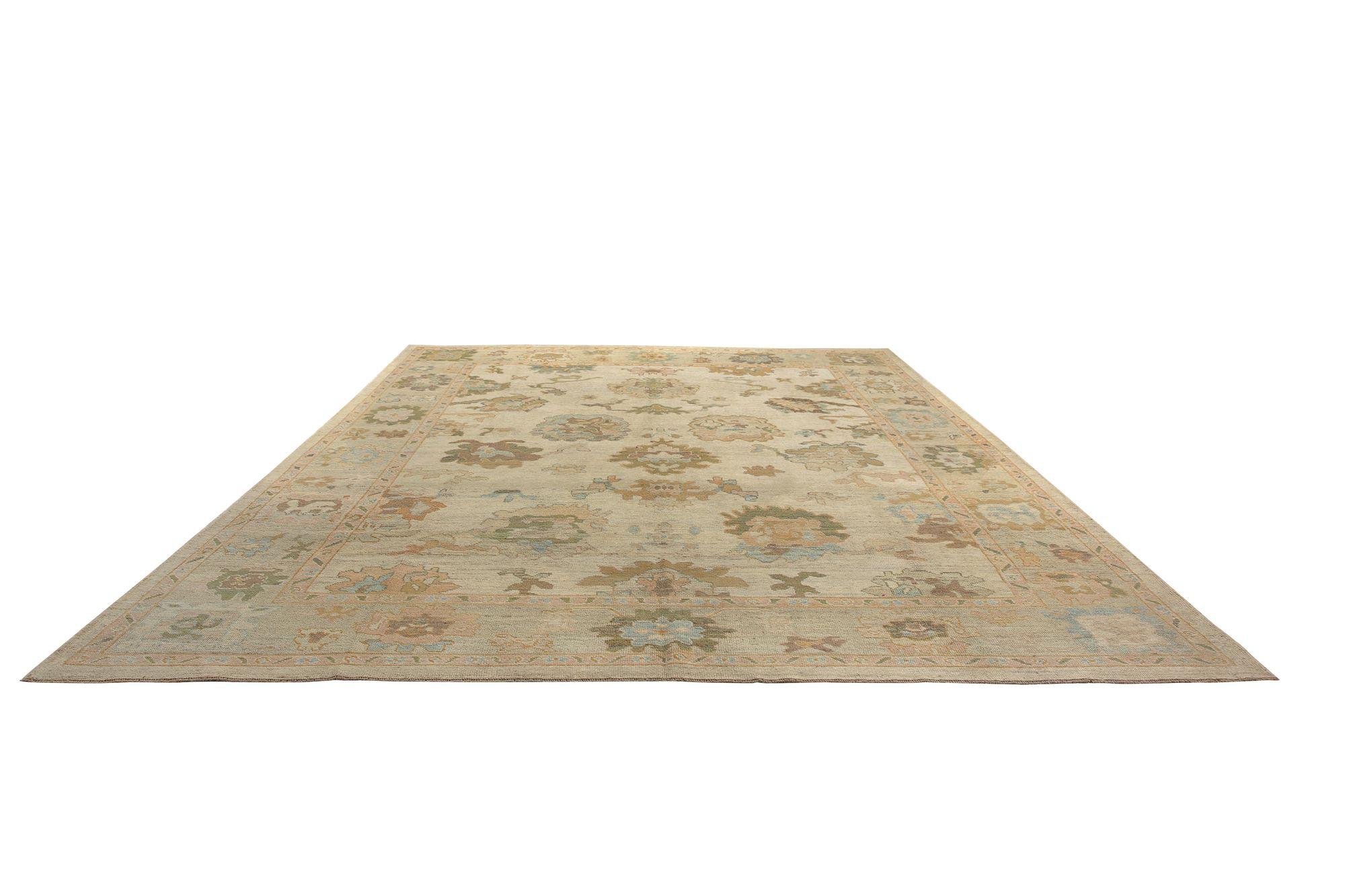 Oushak-Teppiche aus Afghanistan - Wolle in elfenbeinfarbenem Design - 97012 (Afghanisch) im Angebot