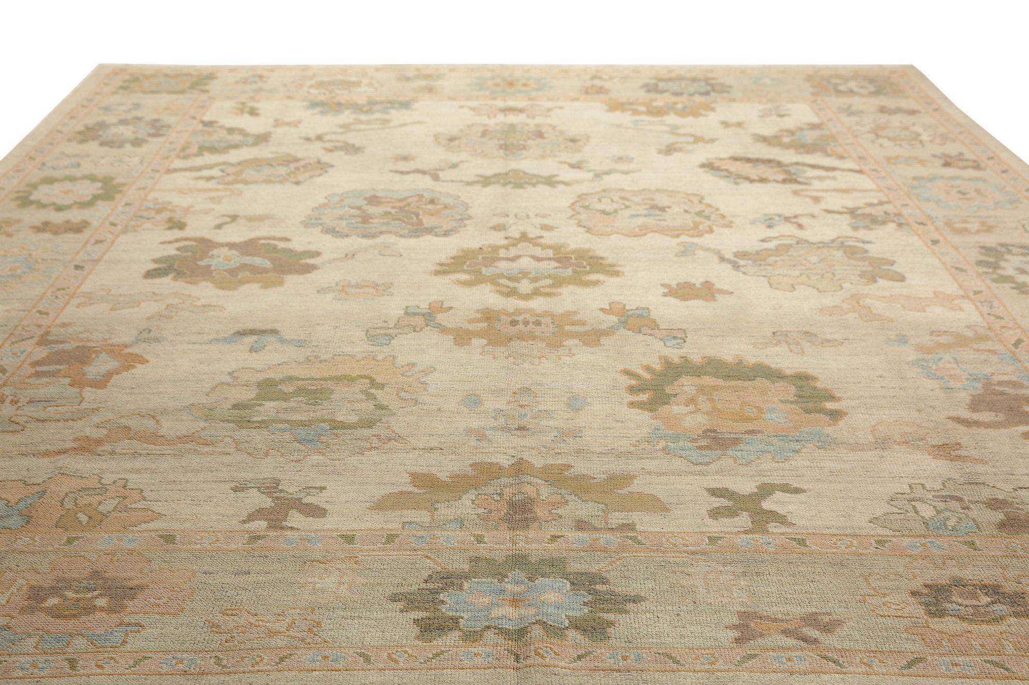 Oushak-Teppiche aus Afghanistan - Wolle in elfenbeinfarbenem Design - 97012 im Zustand „Hervorragend“ im Angebot in Dallas, TX