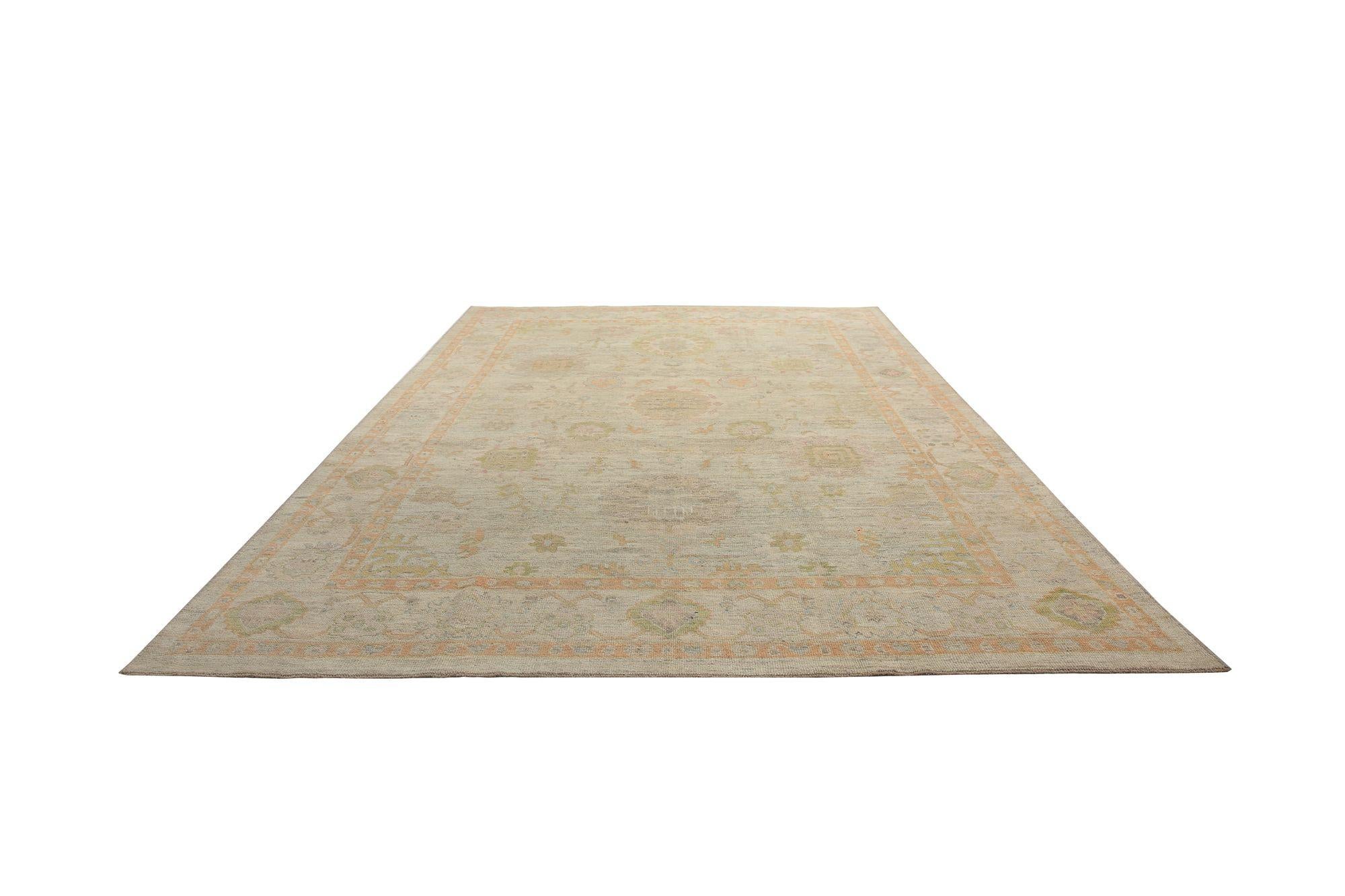 Oushak-Teppiche aus Afghanistan - Wolle in elfenbeinfarbenem Design - 97014 (Afghanisch) im Angebot