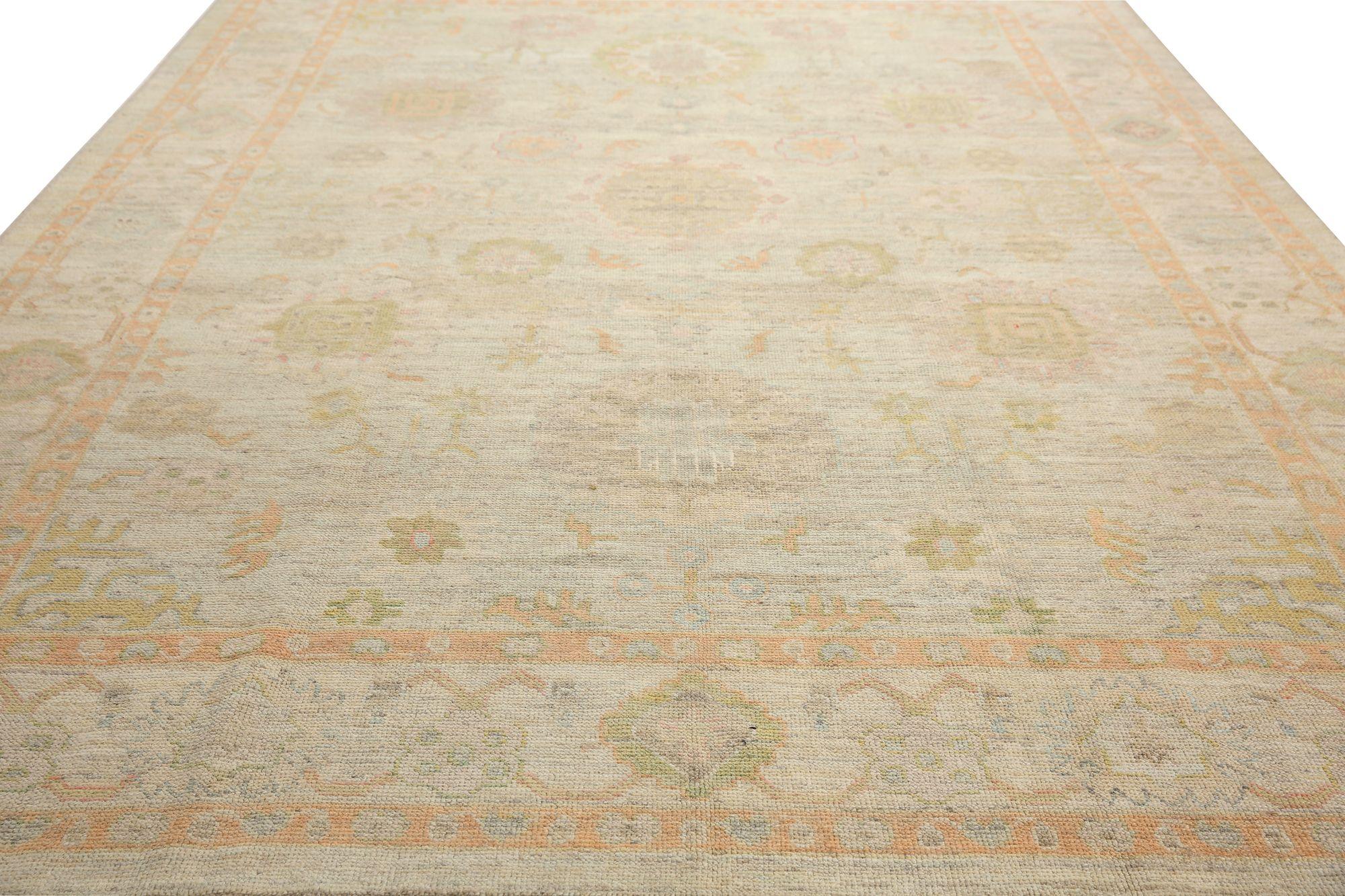Oushak-Teppiche aus Afghanistan - Wolle in elfenbeinfarbenem Design - 97014 im Zustand „Hervorragend“ im Angebot in Dallas, TX