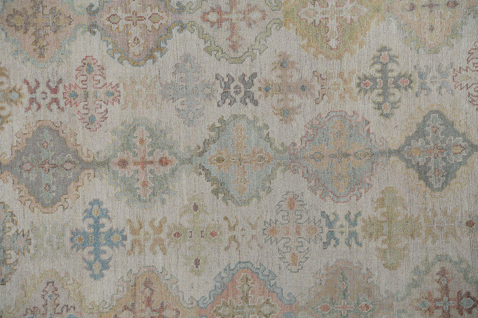Oushak-Teppiche aus Afghanistan - Wolle in elfenbeinfarbenem Design - 97261 (Stammeskunst) im Angebot
