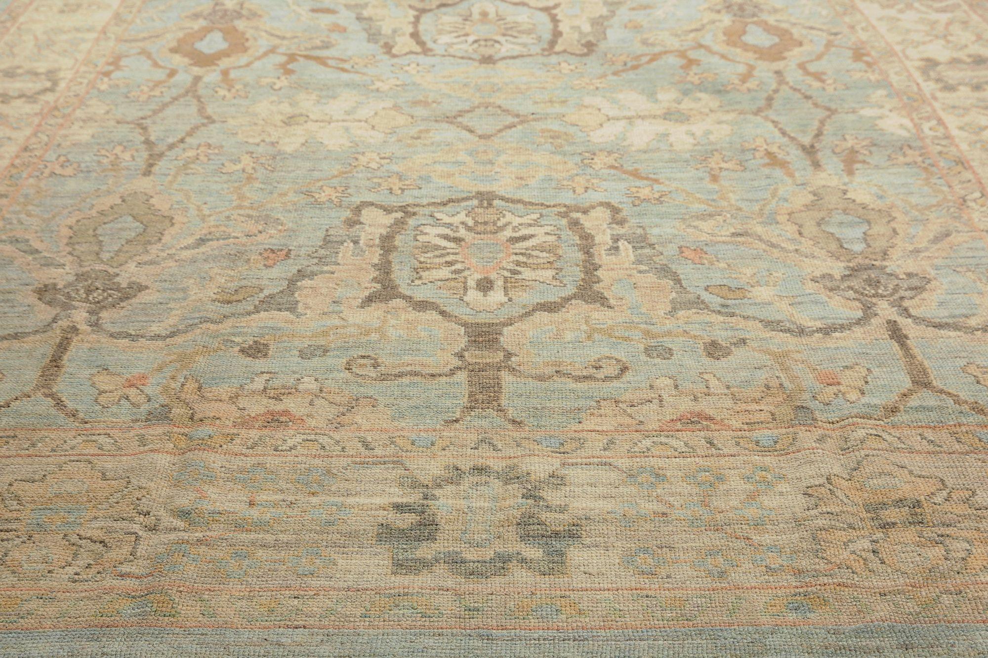 Alfombras de Afganistán Oushak - Lana Marfil Azul Claro - 97016 Tribal en venta