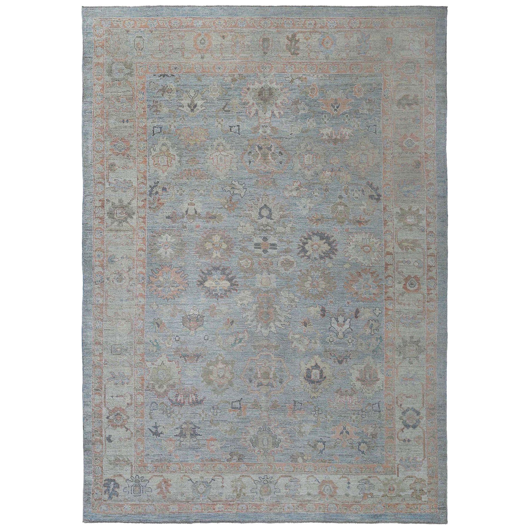 Tappeti Afghanistan Oushak - Lana Avorio Azzurro Rosa - 97260