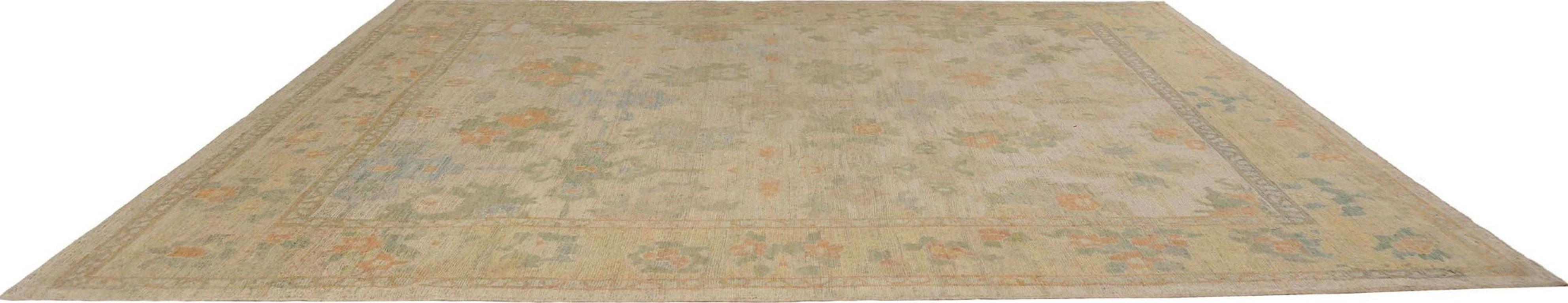 Afghano Tappeti Afghanistan Oushak - Lana Avorio Arancione Giallo - 95804 in vendita