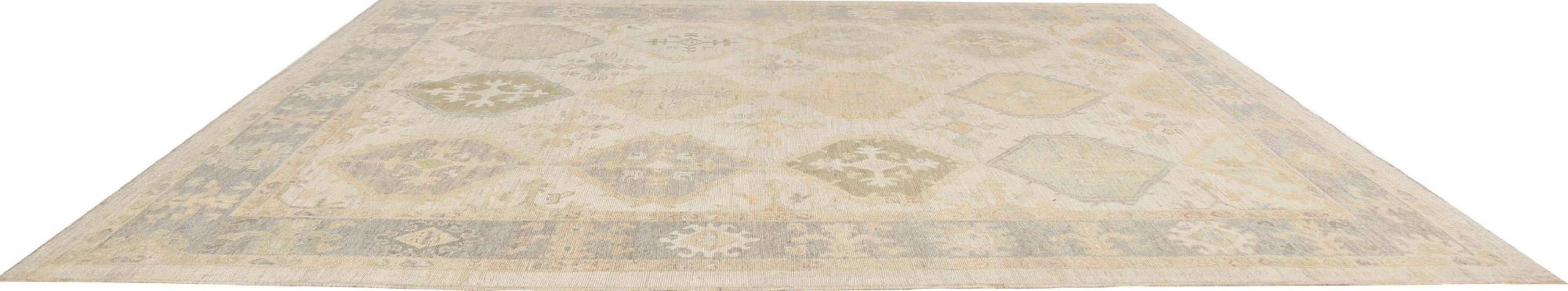Afghano Tappeti Afghanistan Oushak - Lana Avorio Disegno Rosa - 95756 in vendita