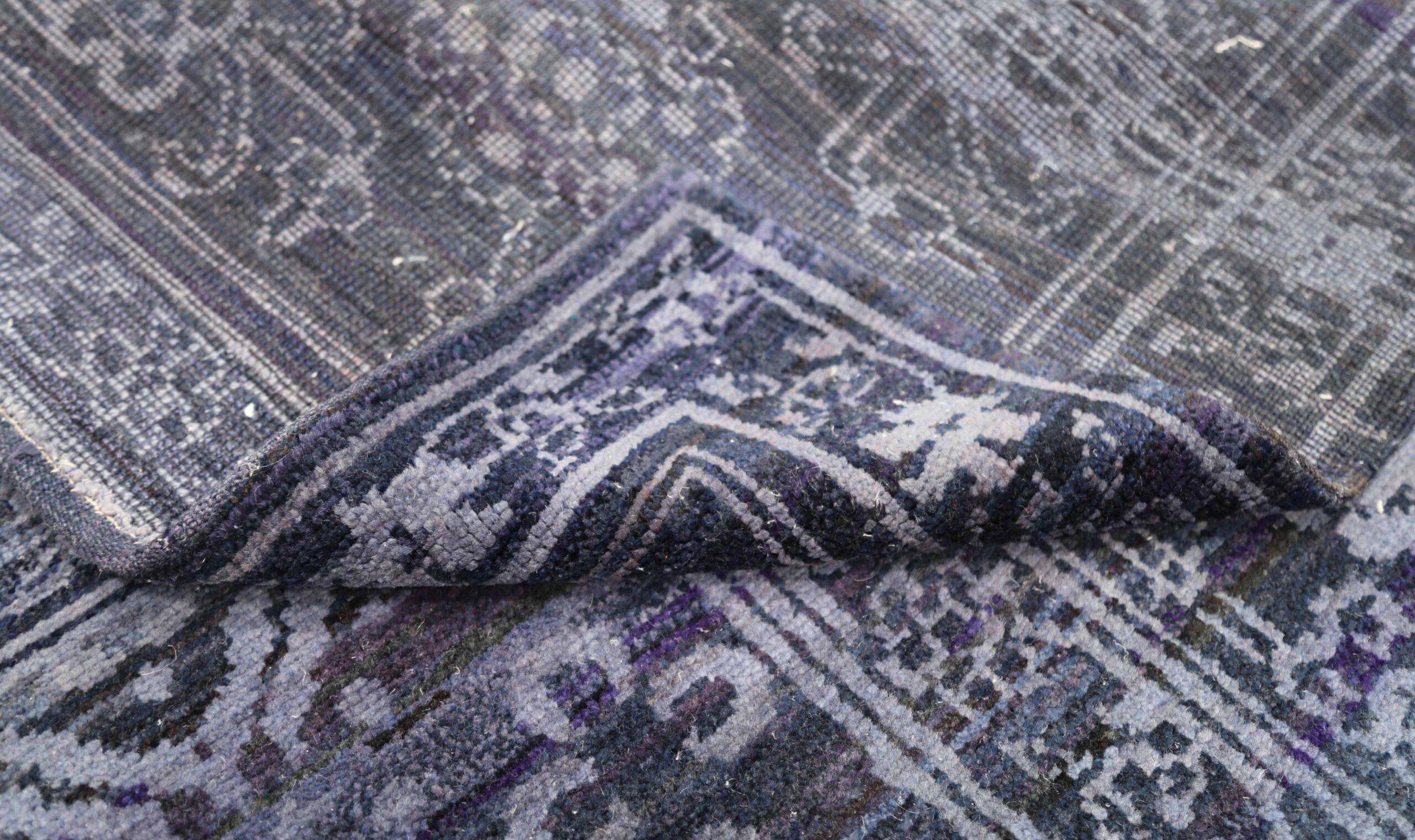 20th Century Afghanistan Oushak Area Rugs - Wool Ivory Purpel Design - 92869 For Sale