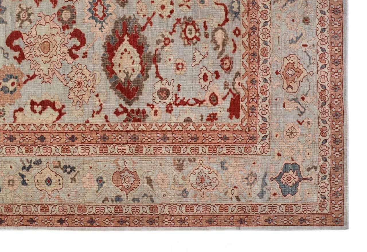 Oushak-Teppiche aus Afghanistan - Wolle in Elfenbein-Rot mit Design - 93624 (Afghanisch) im Angebot
