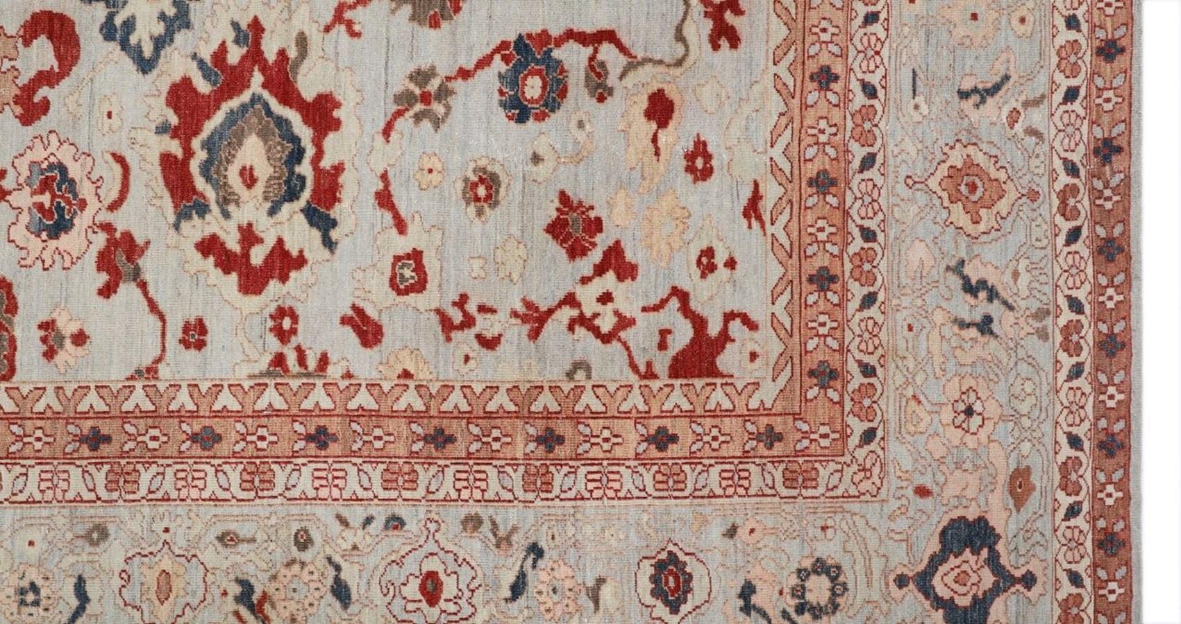Oushak-Teppiche aus Afghanistan - Wolle in Elfenbein-Rot mit Design - 93624 im Zustand „Hervorragend“ im Angebot in Dallas, TX