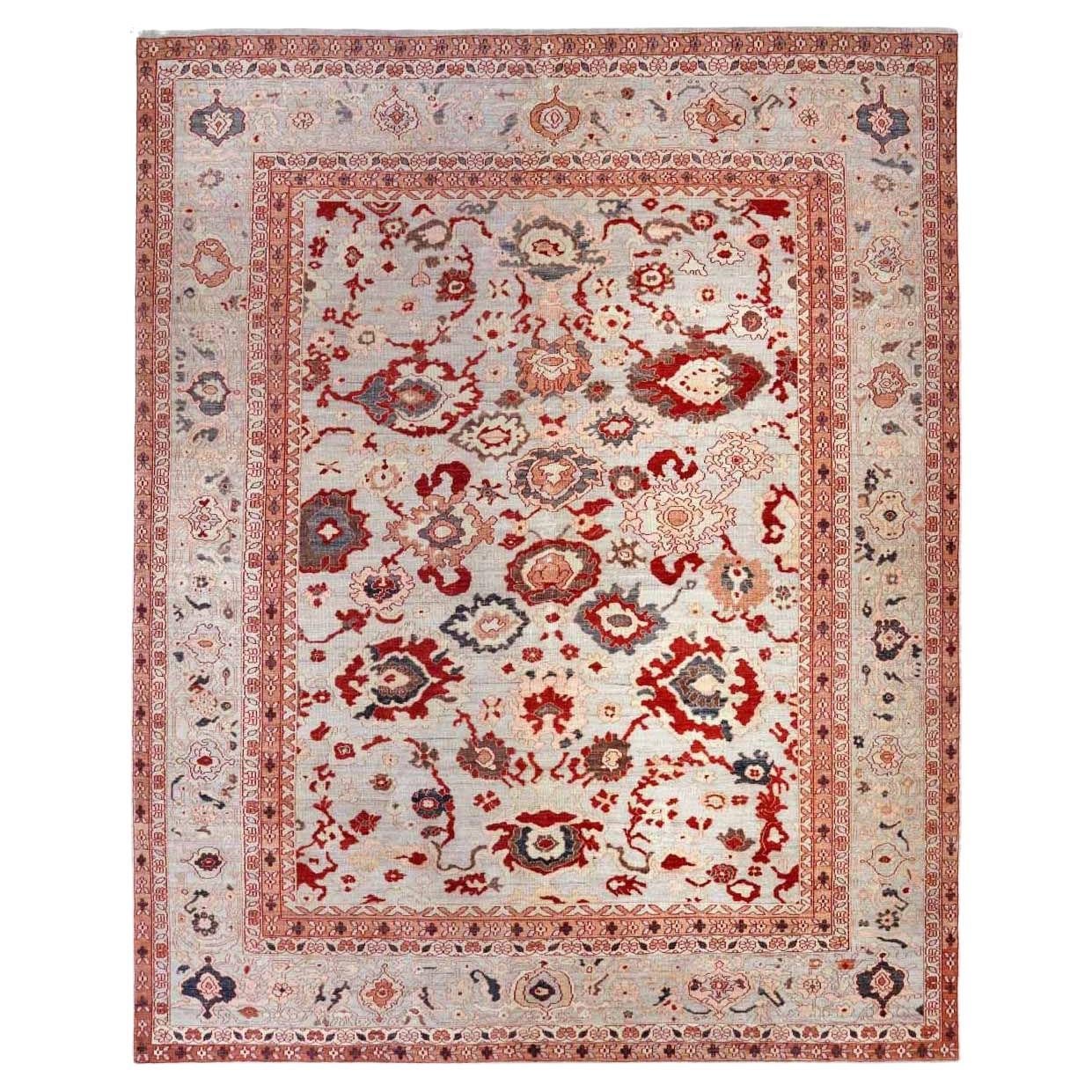 Oushak-Teppiche aus Afghanistan - Wolle in Elfenbein-Rot mit Design - 93624