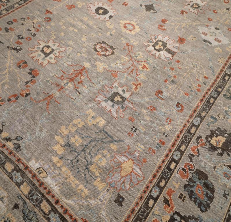 Oushak-Teppiche aus Afghanistan - Wolle in Elfenbein-Rot mit Design - 94293 (Stammeskunst) im Angebot