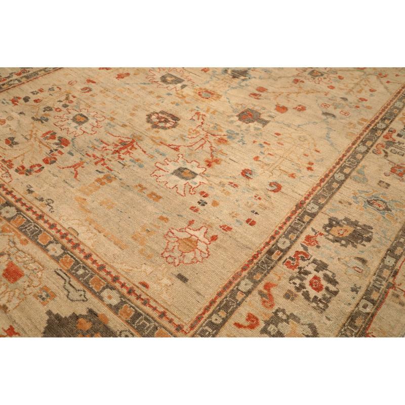 Oushak-Teppiche aus Afghanistan - Wolle in Elfenbein-Rot mit Design - 94609 (Stammeskunst) im Angebot