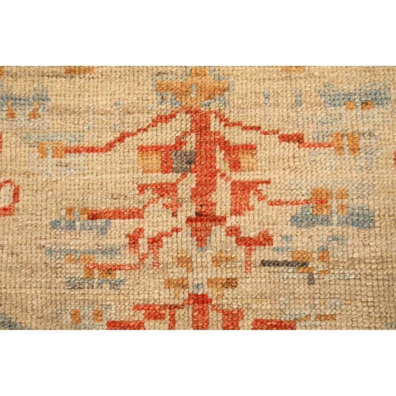 Oushak-Teppiche aus Afghanistan - Wolle in Elfenbein-Rot mit Design - 94609 (Afghanisch) im Angebot