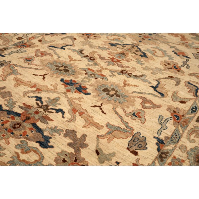 Oushak-Teppiche aus Afghanistan - Wolle in Elfenbein-Rot mit Design - 94611 (Stammeskunst) im Angebot