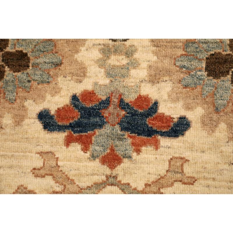 Oushak-Teppiche aus Afghanistan - Wolle in Elfenbein-Rot mit Design - 94611 (Afghanisch) im Angebot