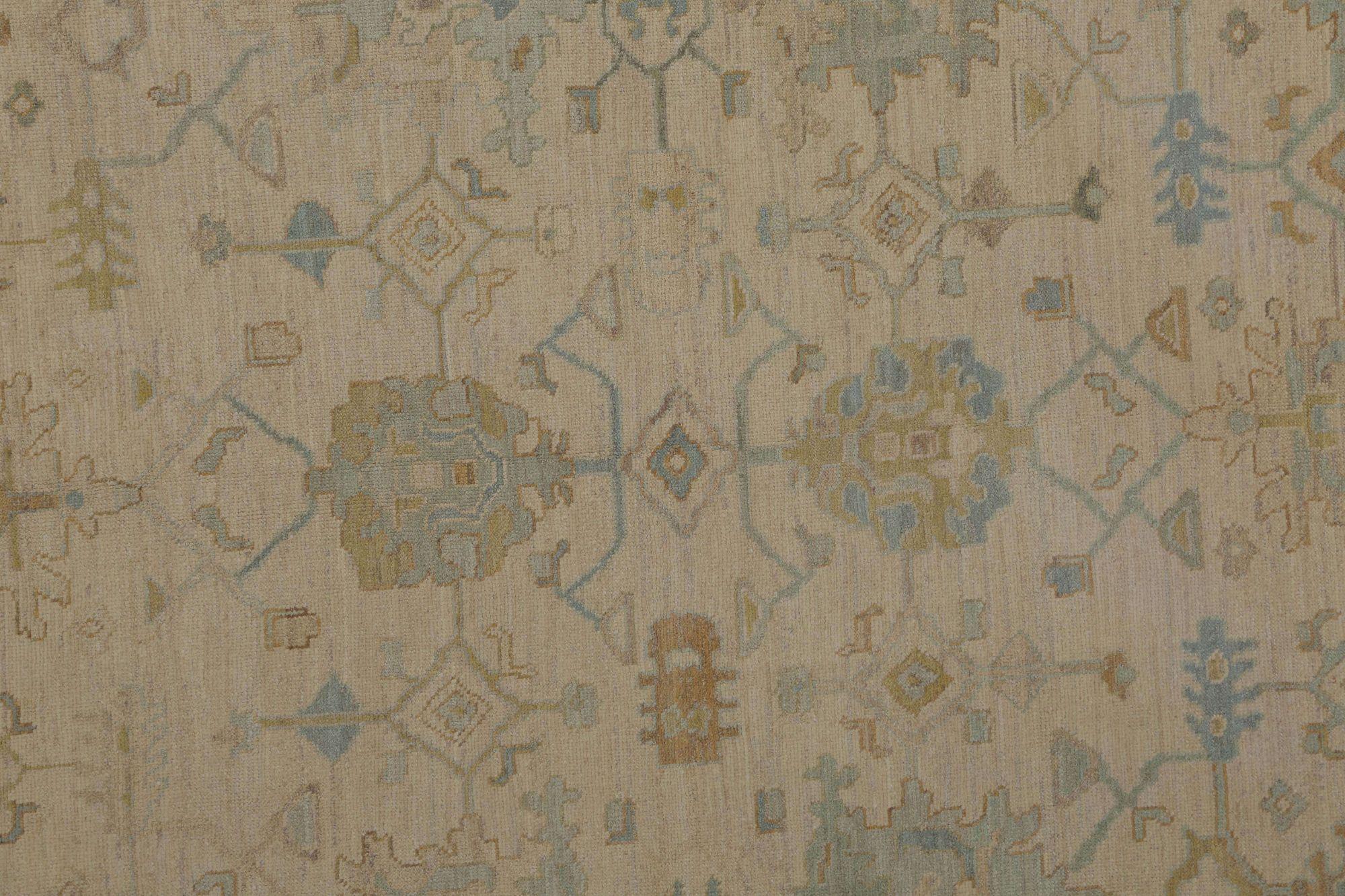 Tribale Tappeti Afghanistan Oushak - Lana Avorio Taupe Design - 96025 in vendita