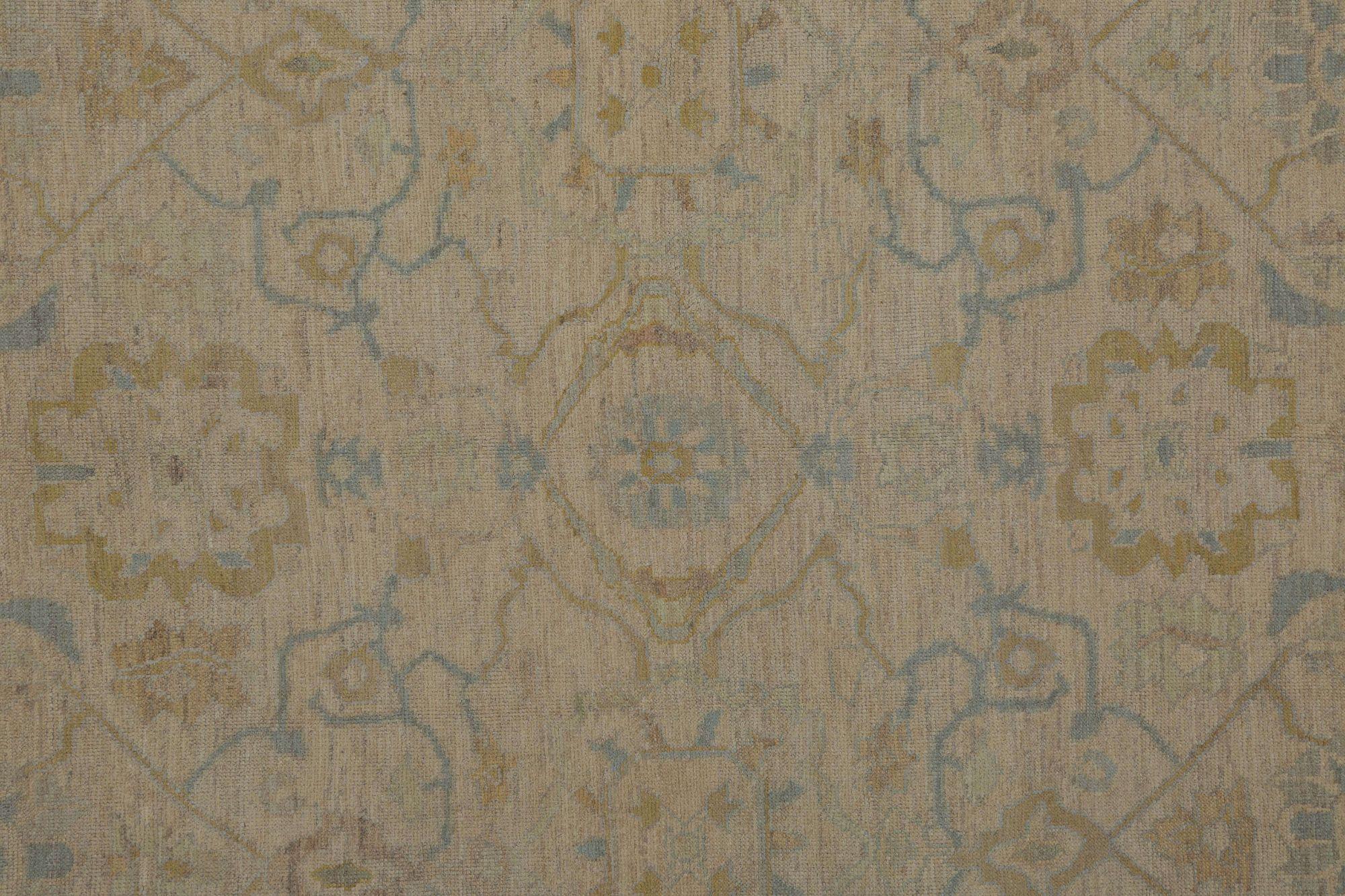 Tribale Tappeti Afghanistan Oushak - Lana Avorio Taupe Design - 96028 in vendita