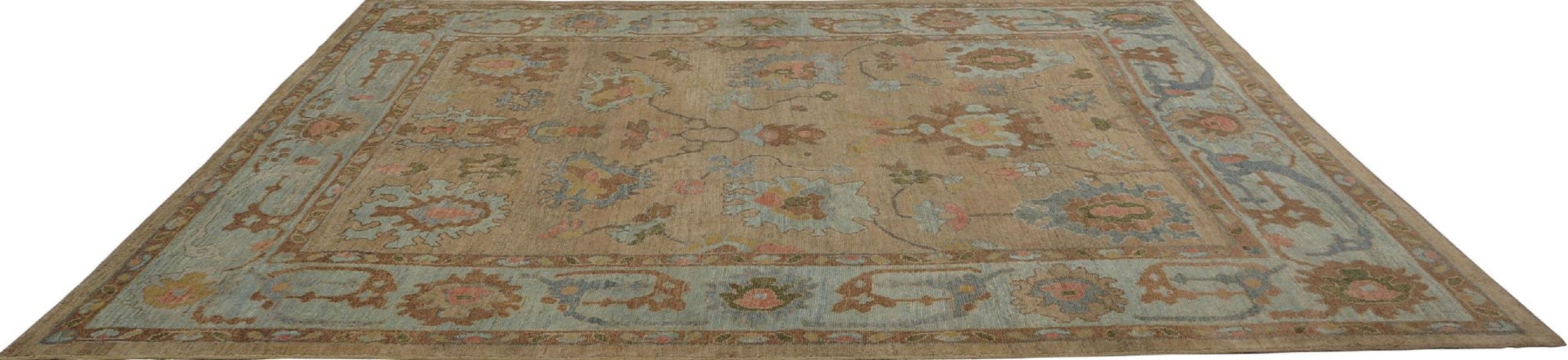 20ième siècle Tapis d'Afghanistan Oushak - Design en laine ivoire jaune et ivoire - 96043 en vente