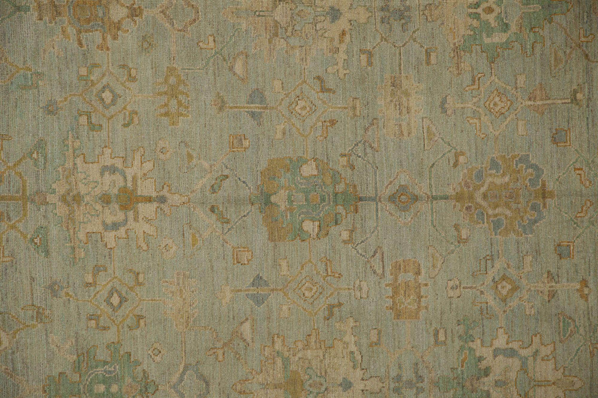 Oushak-Teppiche aus Afghanistan - Wolle in Hellblau mit Muster - 96072 (Stammeskunst) im Angebot