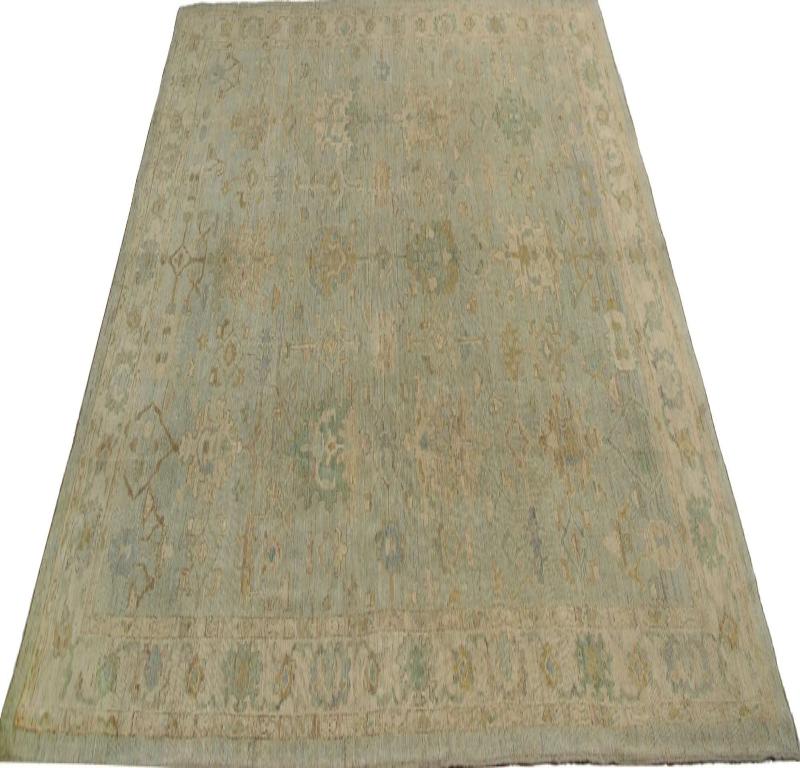 Oushak-Teppiche aus Afghanistan - Wolle in Hellblau mit Muster - 96072 im Zustand „Hervorragend“ im Angebot in Dallas, TX