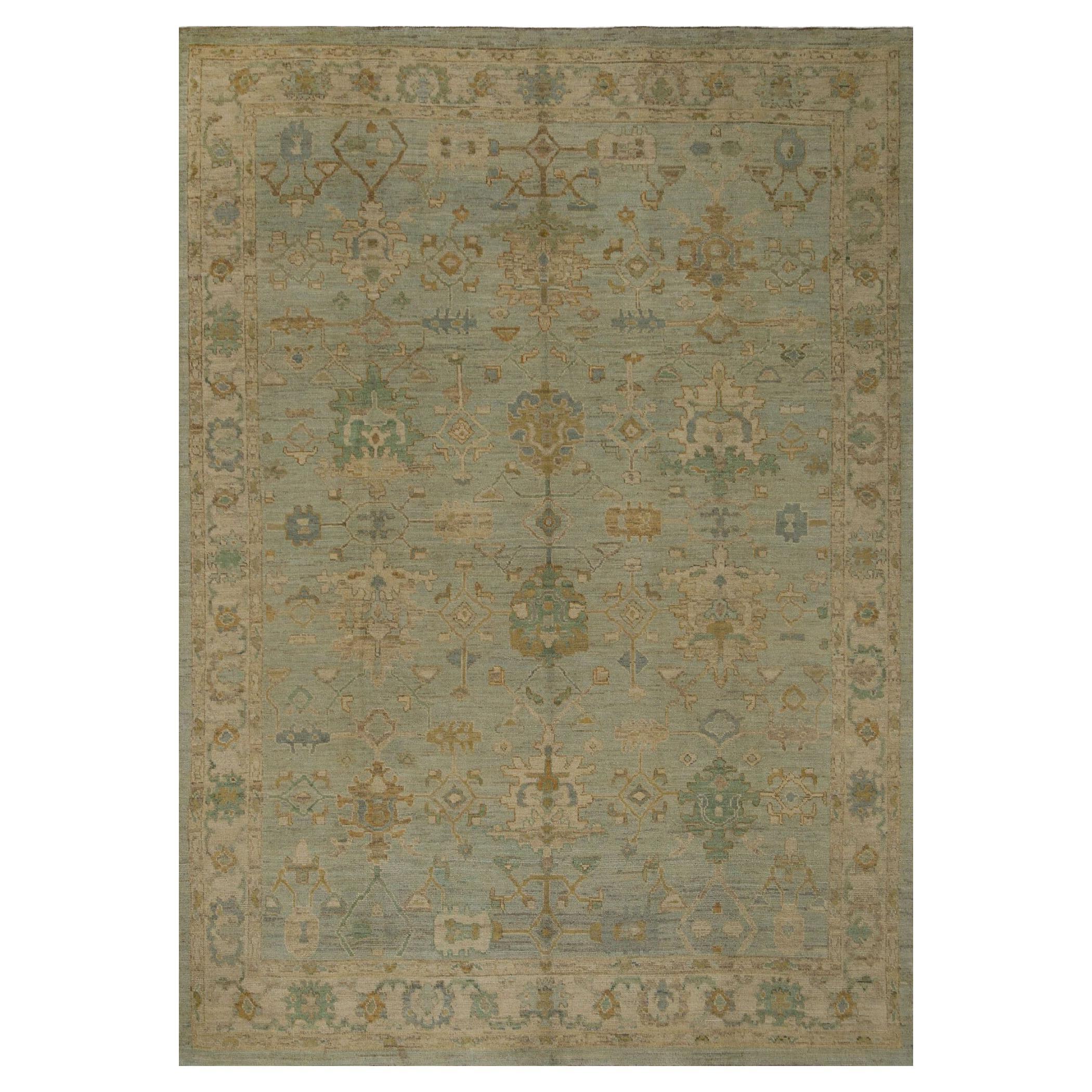 Oushak-Teppiche aus Afghanistan - Wolle in Hellblau mit Muster - 96072