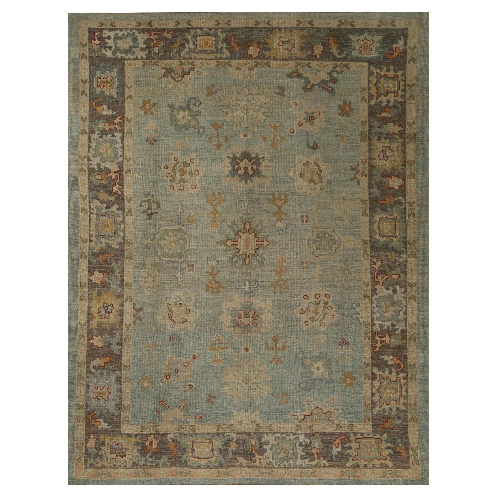 Oushak-Teppiche aus Afghanistan - Wolle in Hellblau mit Muster - 96084
