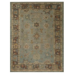Oushak-Teppiche aus Afghanistan - Wolle in Hellblau mit Muster - 96084