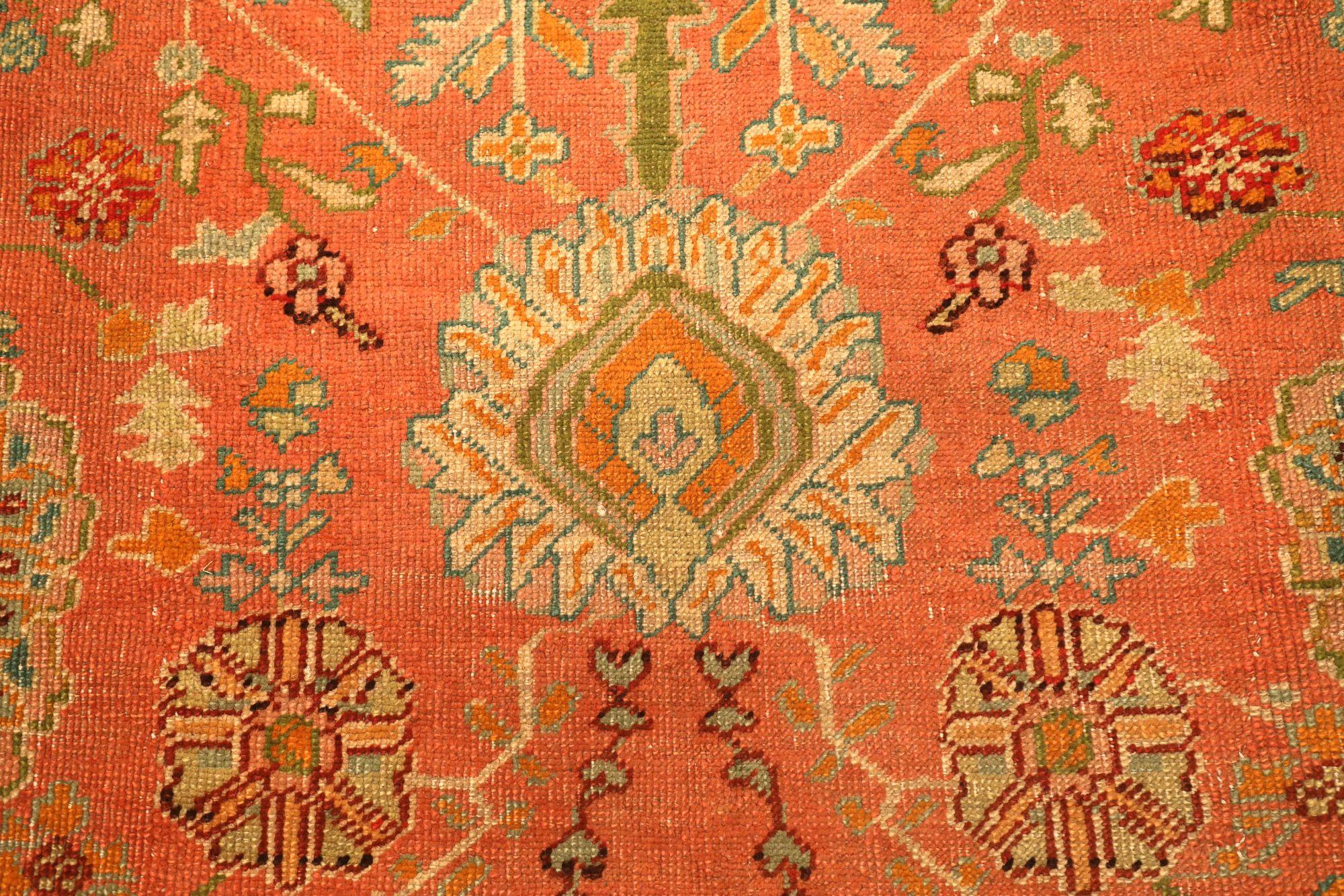 Oushak-Teppiche aus Afghanistan – rotes Wolldesign – 94325 (Handgeknüpft) im Angebot