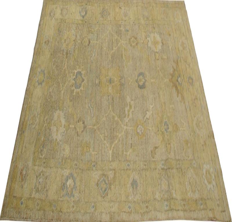 Afghanistan Oushak Area Rugs - Wolle Taupe Gelb Design - 96105 (Afghanisch) im Angebot