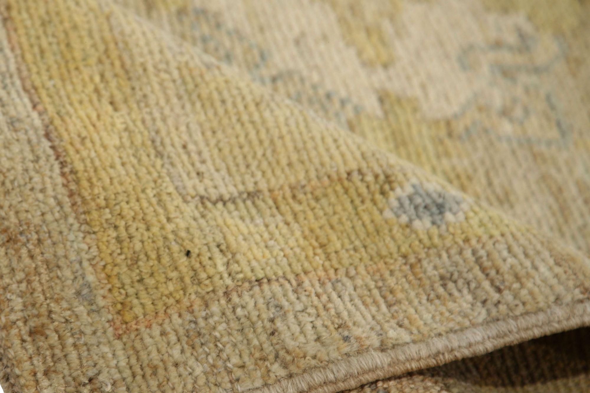 Afghanistan Oushak Area Rugs - Wolle Taupe Gelb Design - 96105 im Zustand „Hervorragend“ im Angebot in Dallas, TX