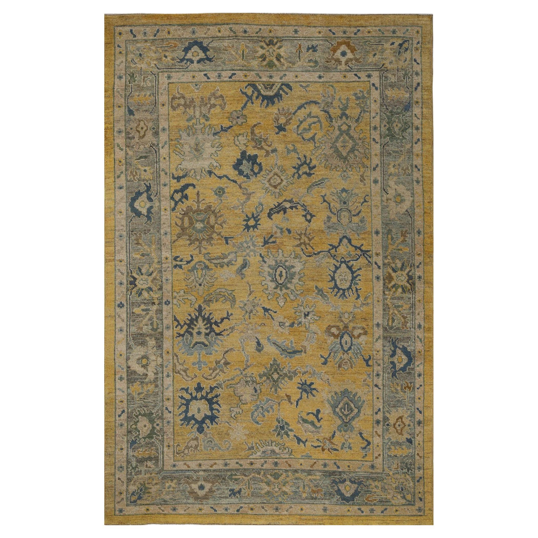 Tapis d'Afghanistan Oushak - Motif jaune laine - 96129