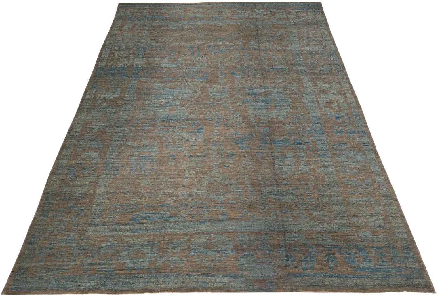 Afghanistan Oushak Over Size Teppich CIRCA 1990 - Wolle Blau Brown Design - 90723 (Türkisch) im Angebot