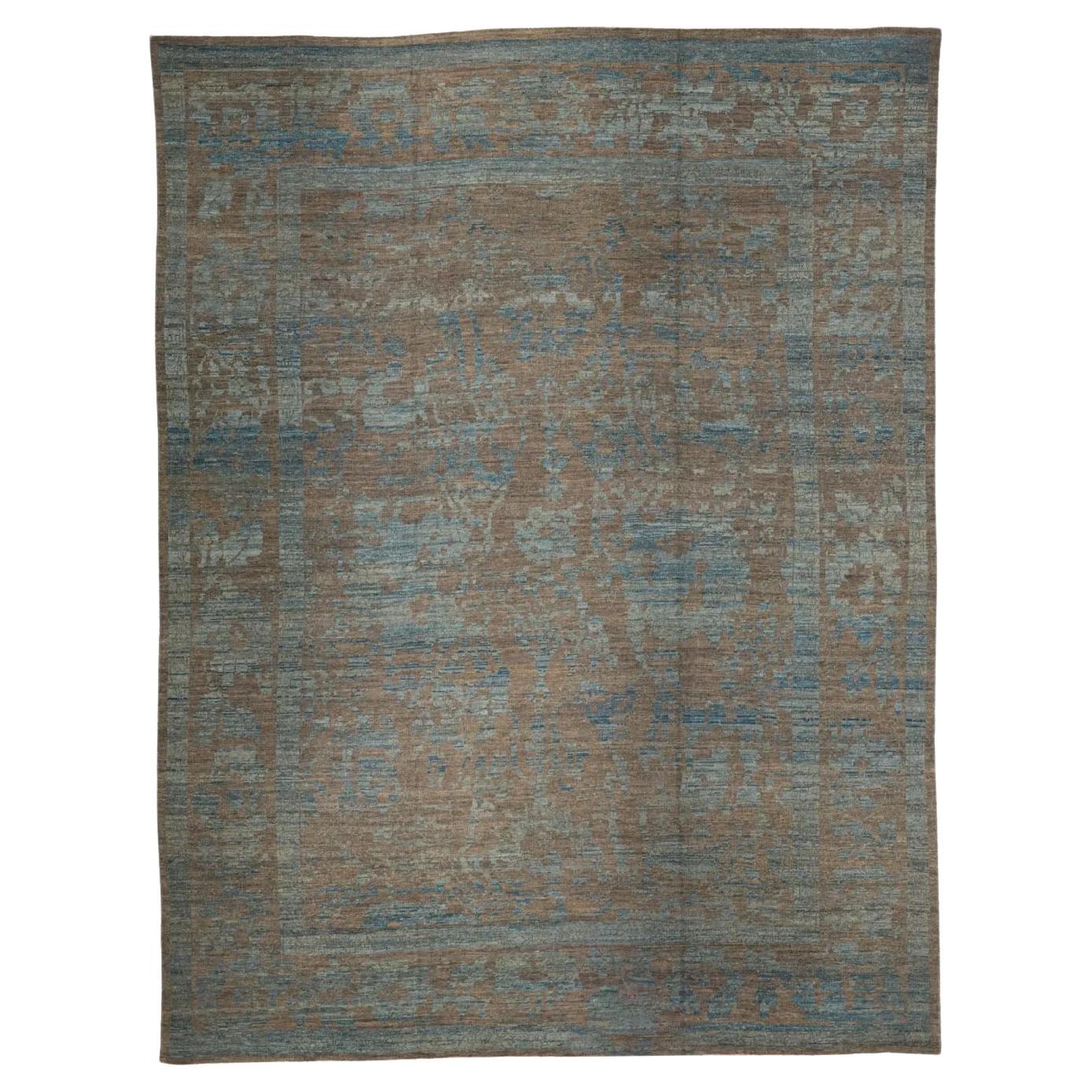 Afghanistan Oushak Over Size Teppich CIRCA 1990 - Wolle Blau Brown Design - 90723