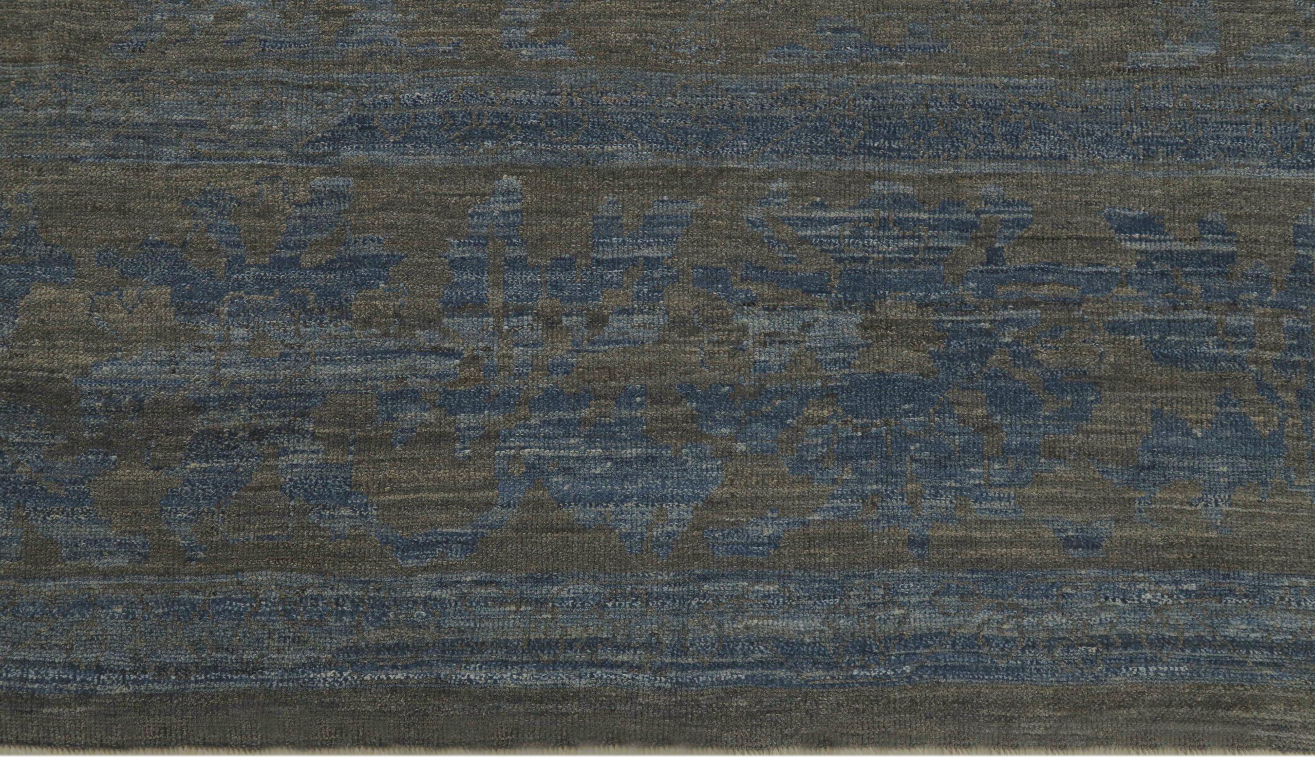 Afghanistan Oushak Over Size Teppich CIRCA 1990 - Wolle Blau Brown Design - 90724 im Zustand „Hervorragend“ im Angebot in Dallas, TX