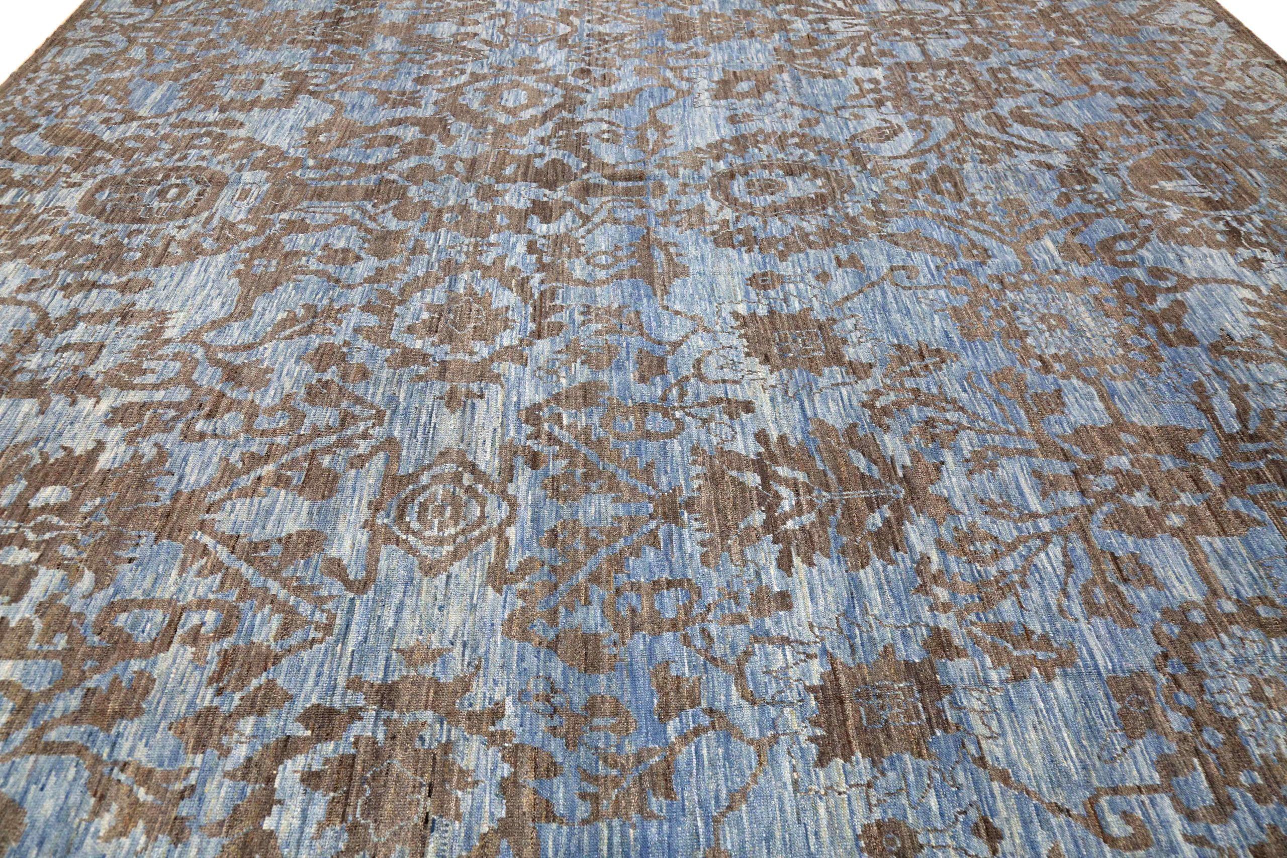 Afghanistan Oushak Over Size Teppich CIRCA 1990 - Wolle Blau Brown Design - 90736 (Afghanisch) im Angebot
