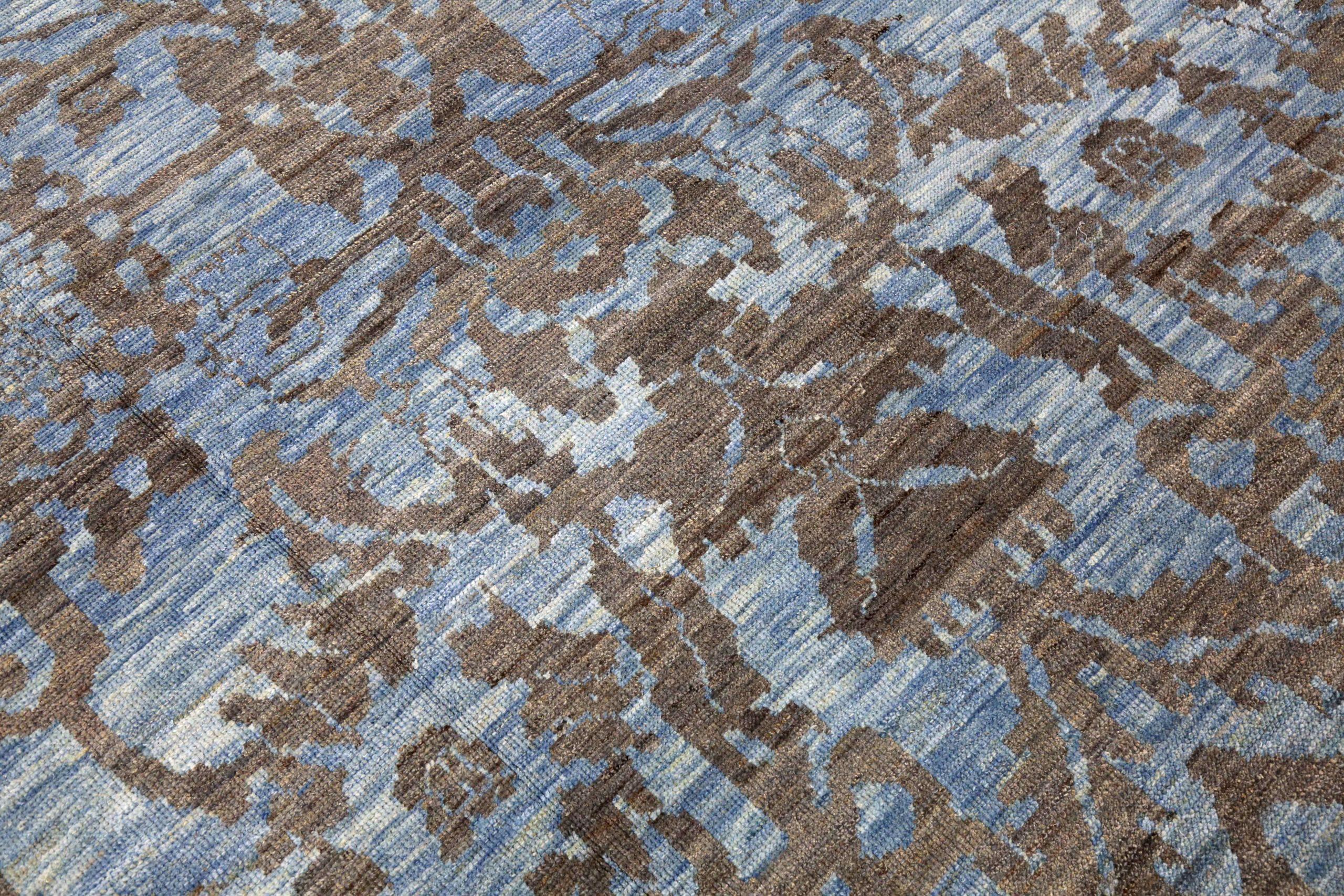 Afghanistan Oushak Over Size Teppich CIRCA 1990 - Wolle Blau Brown Design - 90736 (20. Jahrhundert) im Angebot