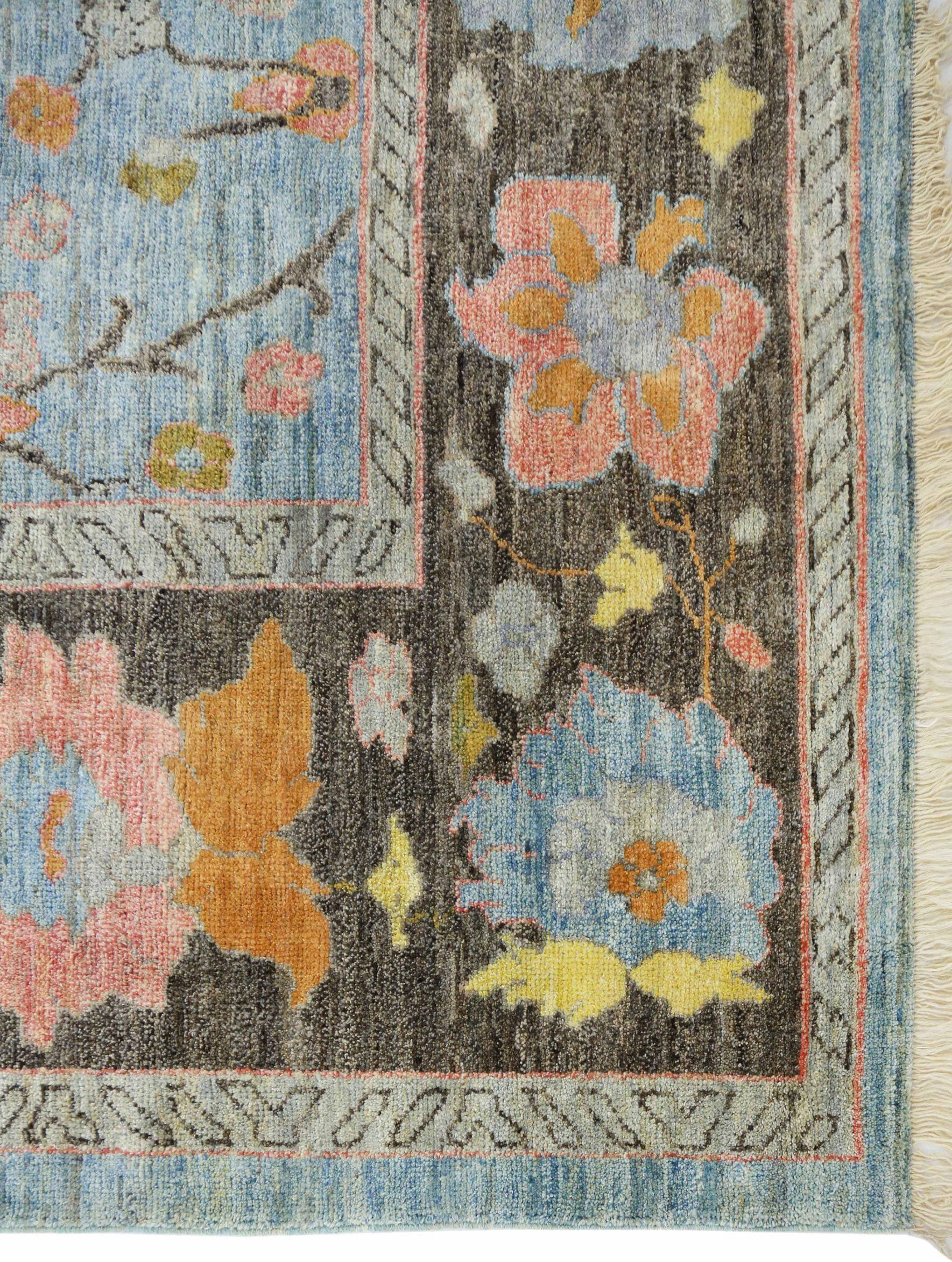 20th Century Afghanistan Oushak Over Size Rug Circa 1990 - Wool Blue Brown Green Pink - 90718 For Sale
