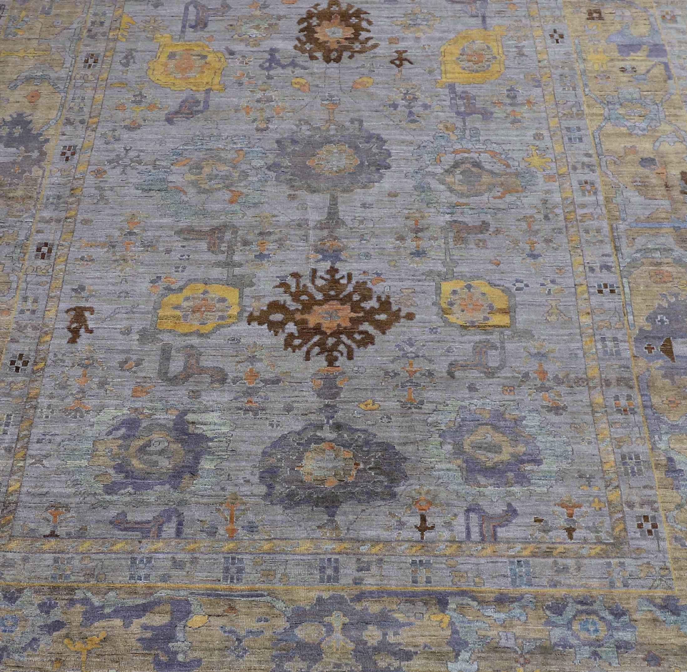 Afghanistan Oushak Over Size Teppich CIRCA 1990 - Wolle Blau Braun Purpel - 90721 (20. Jahrhundert) im Angebot